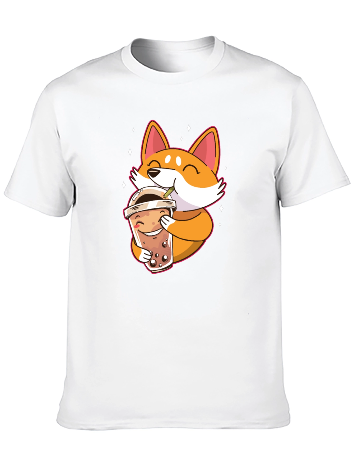 Cute Shiba Inu Boba Tea Black T-Shirt