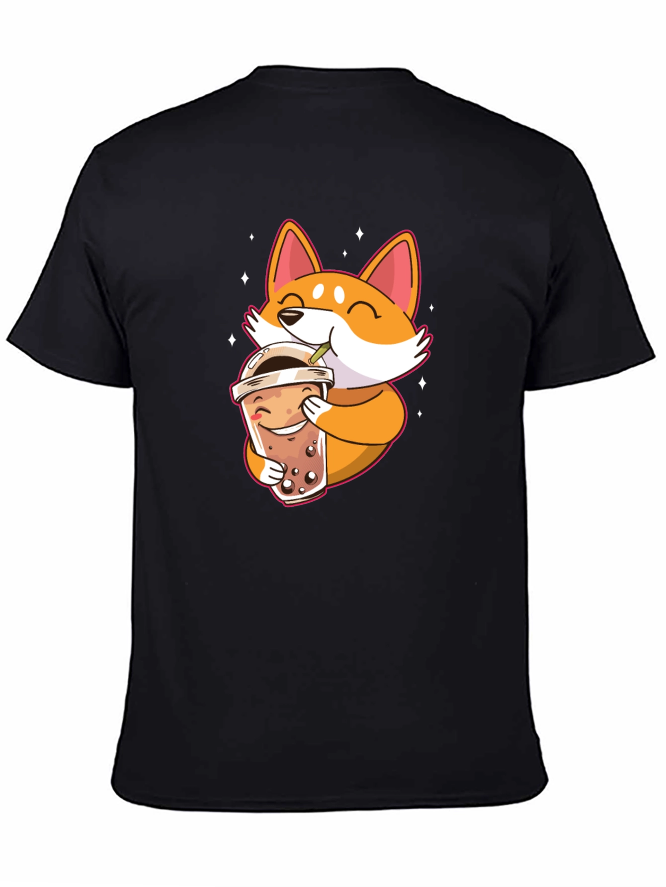 Cute Shiba Inu Boba Tea Black T-Shirt