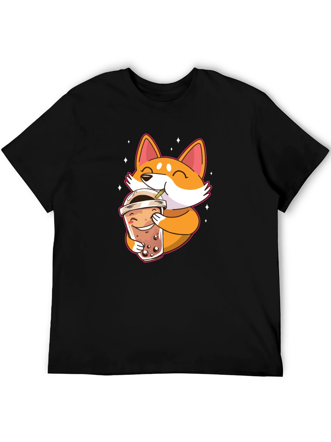 Cute Shiba Inu Boba Tea Black T-Shirt