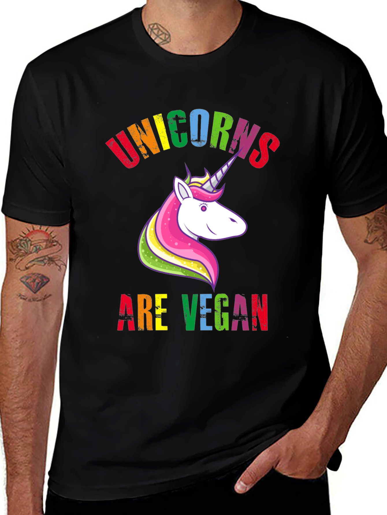 Unicorns Are Vegan Black Graphic Tee