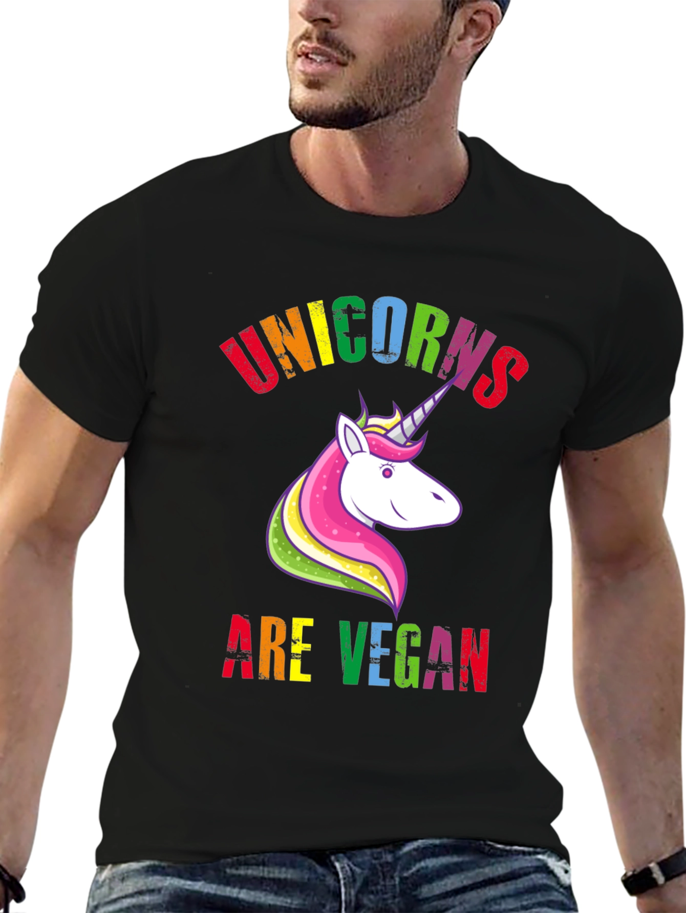 Unicorns Are Vegan Black Graphic Tee