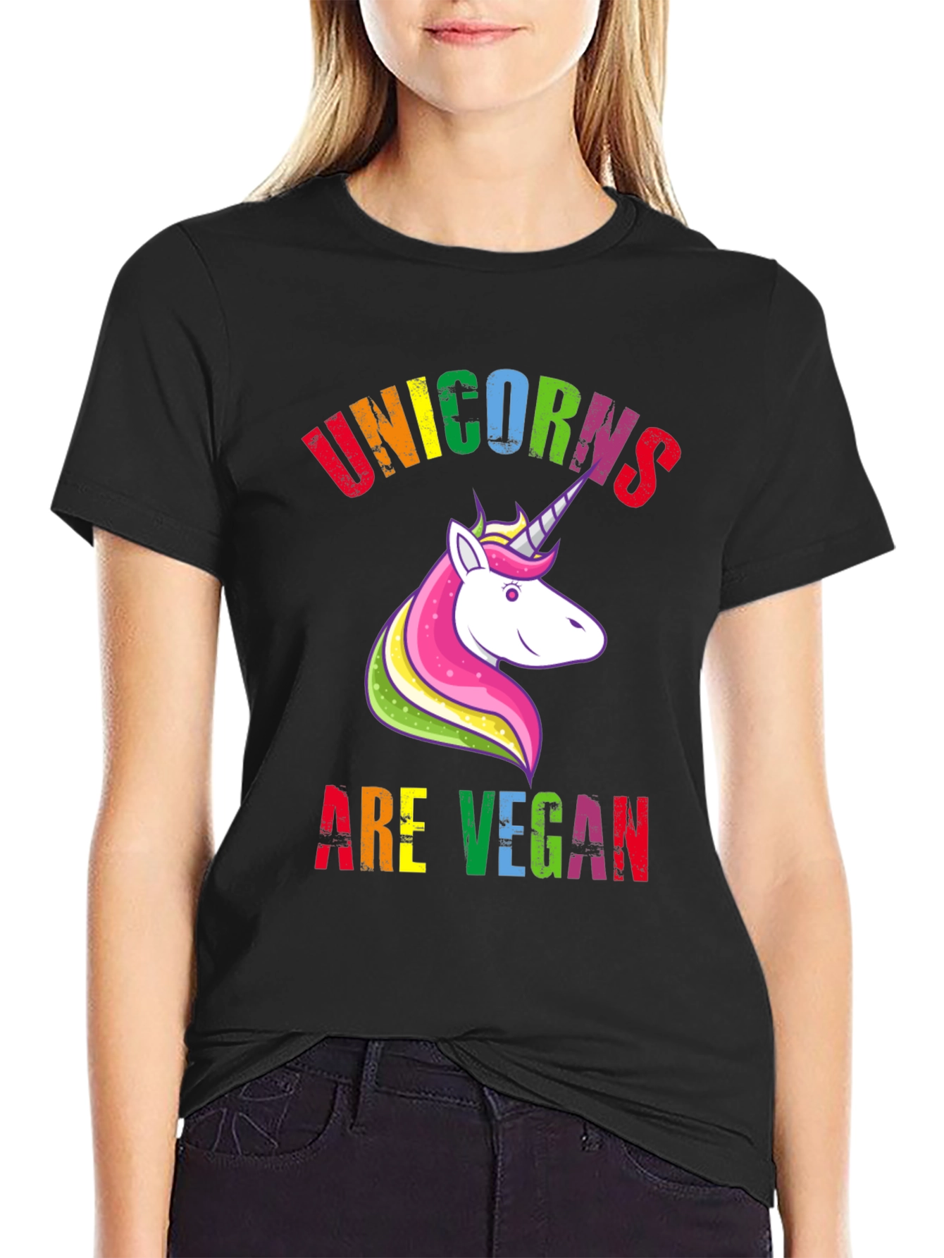 Unicorns Are Vegan Black Graphic Tee