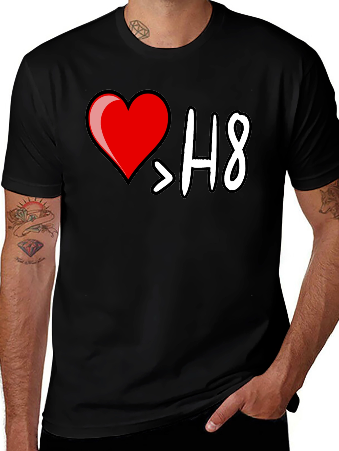 I Heart > H8 Black Graphic T-Shirt