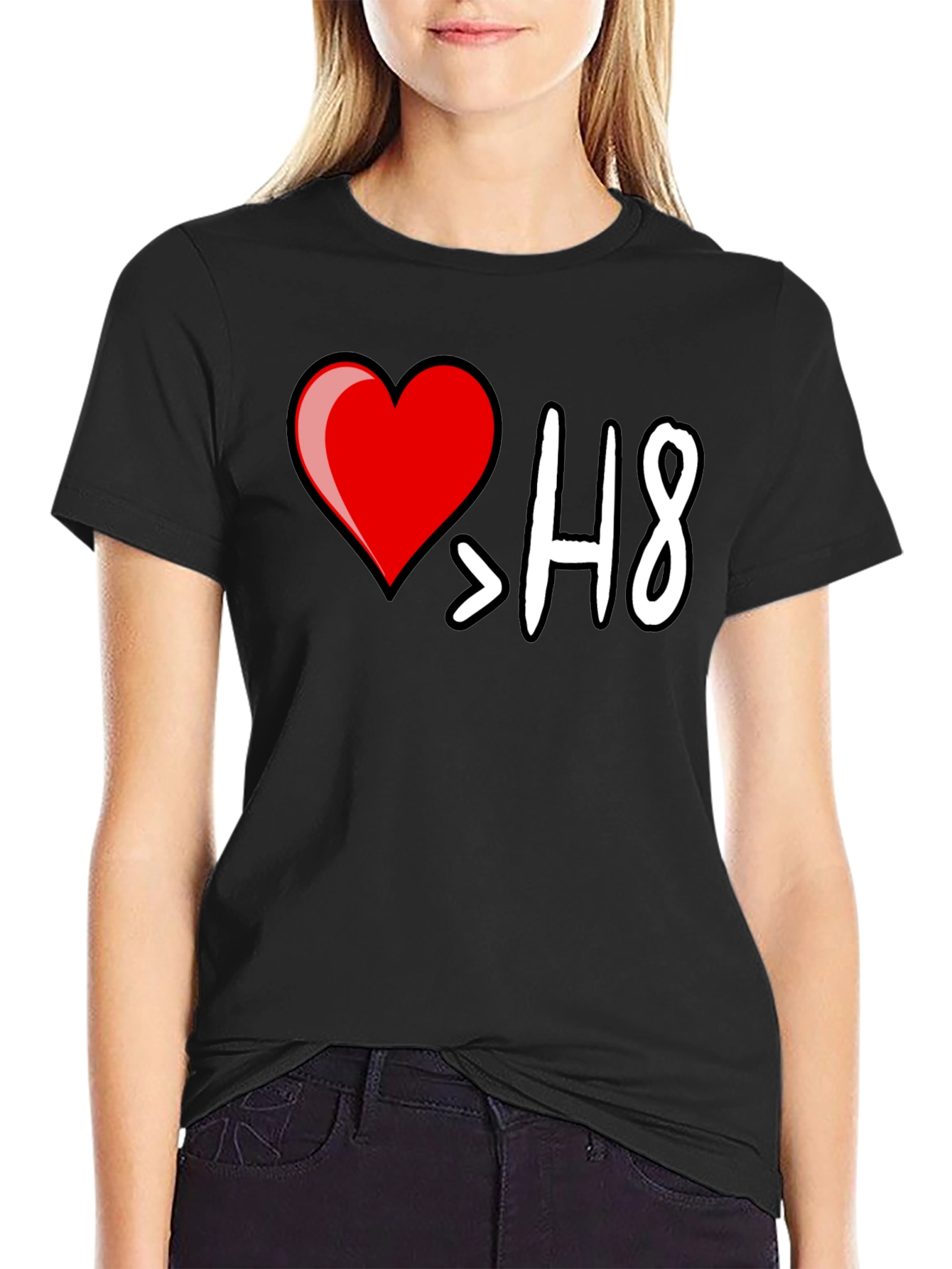 I Heart > H8 Black Graphic T-Shirt