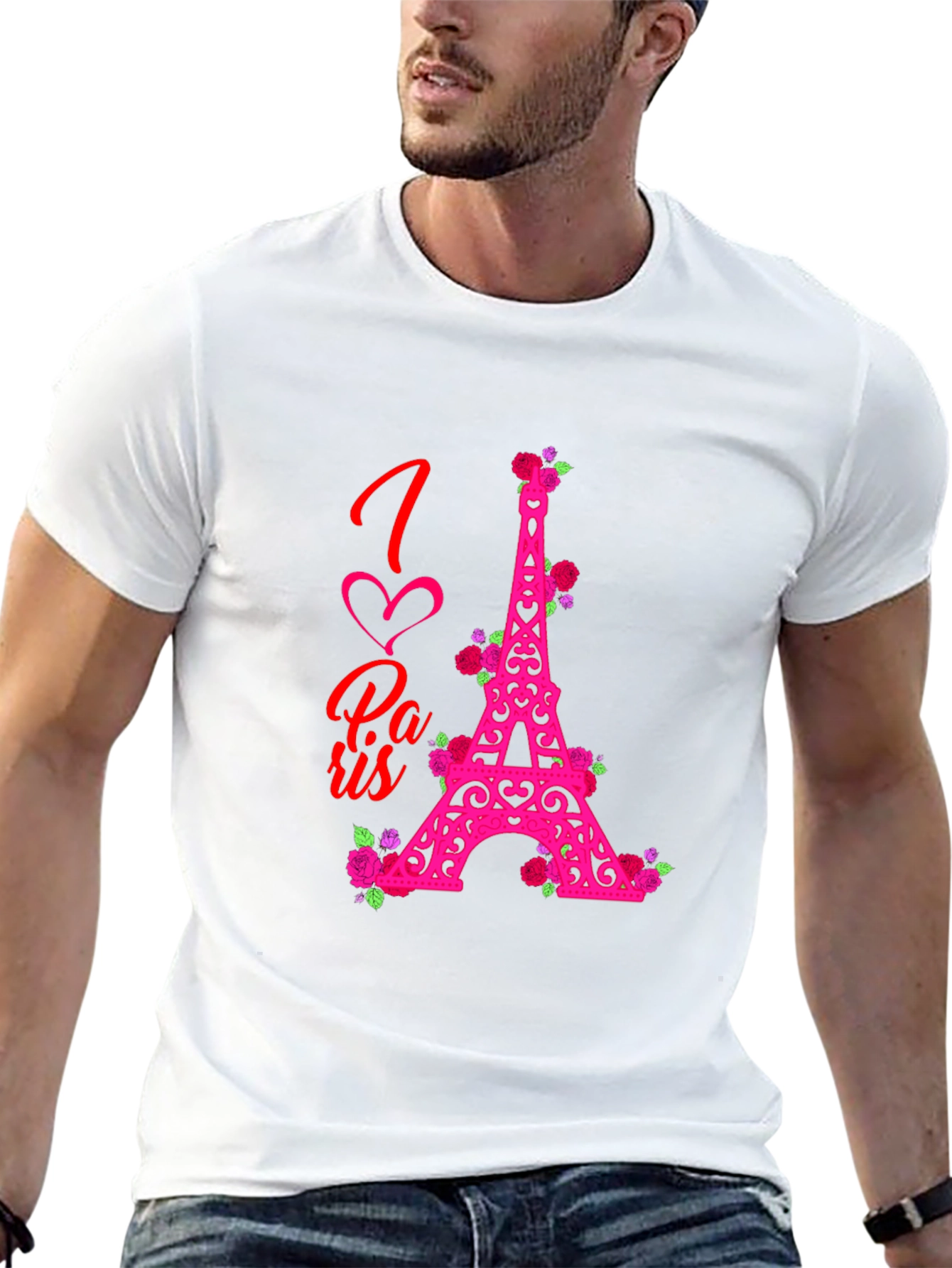 I Love Paris Eiffel Tower Rose Graphic Tee