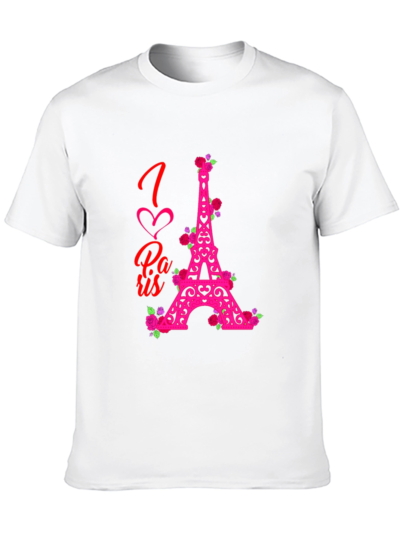 I Love Paris Eiffel Tower Rose Graphic Tee