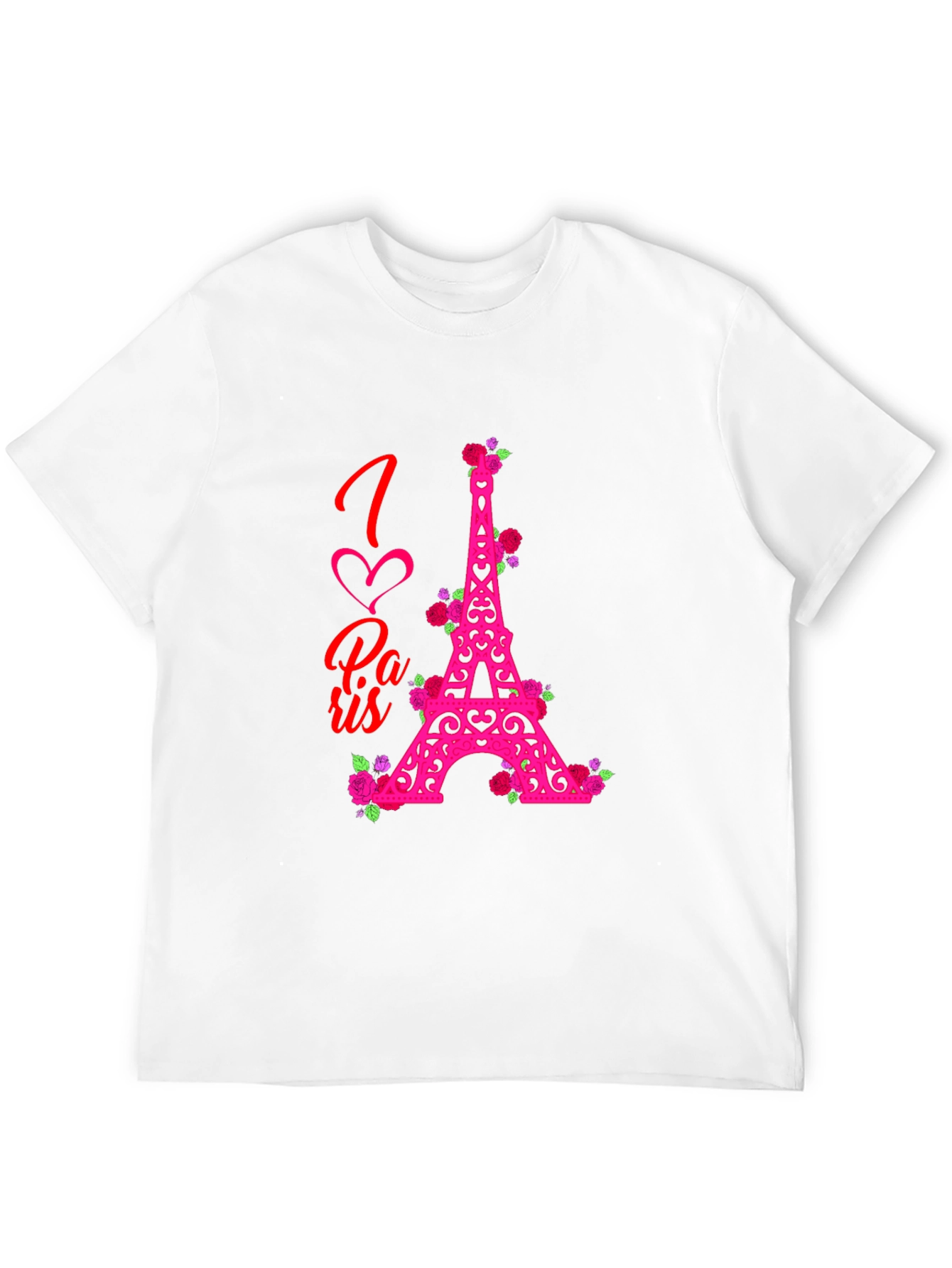I Love Paris Eiffel Tower Rose Graphic Tee