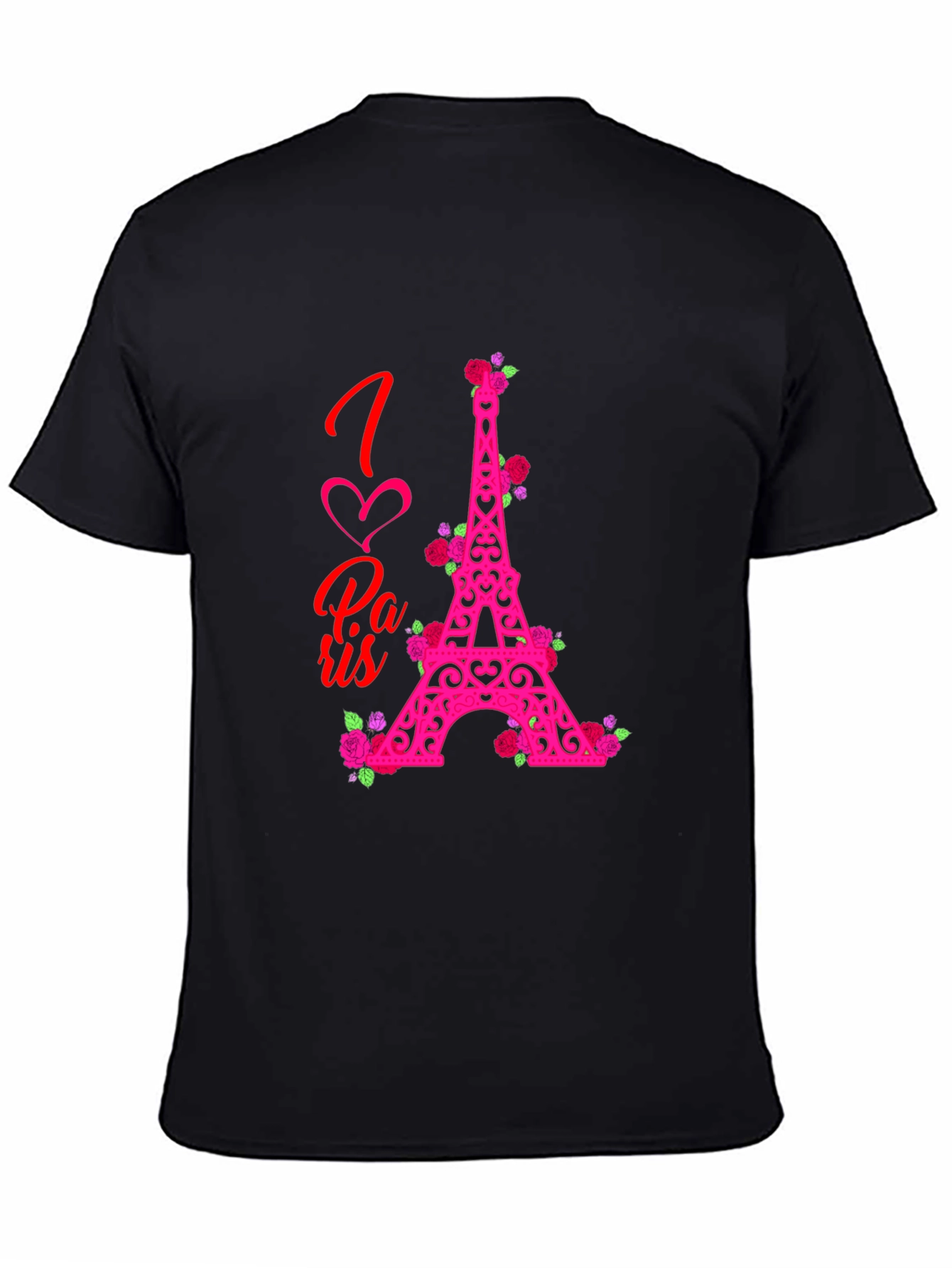 I Love Paris Eiffel Tower Rose Graphic Tee