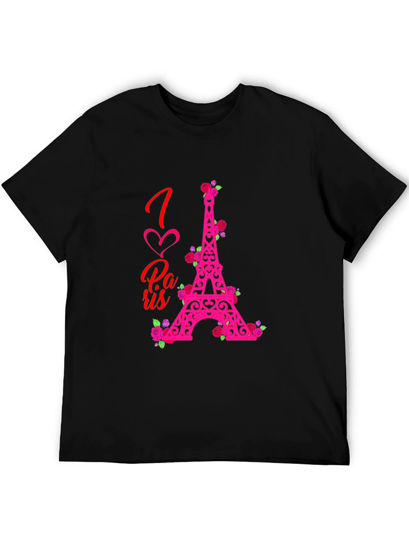 I Love Paris Eiffel Tower Rose Graphic Tee