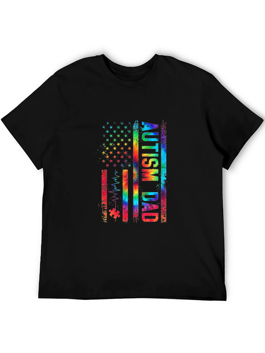 Autism Dad T-Shirt | American Flag Ribbon