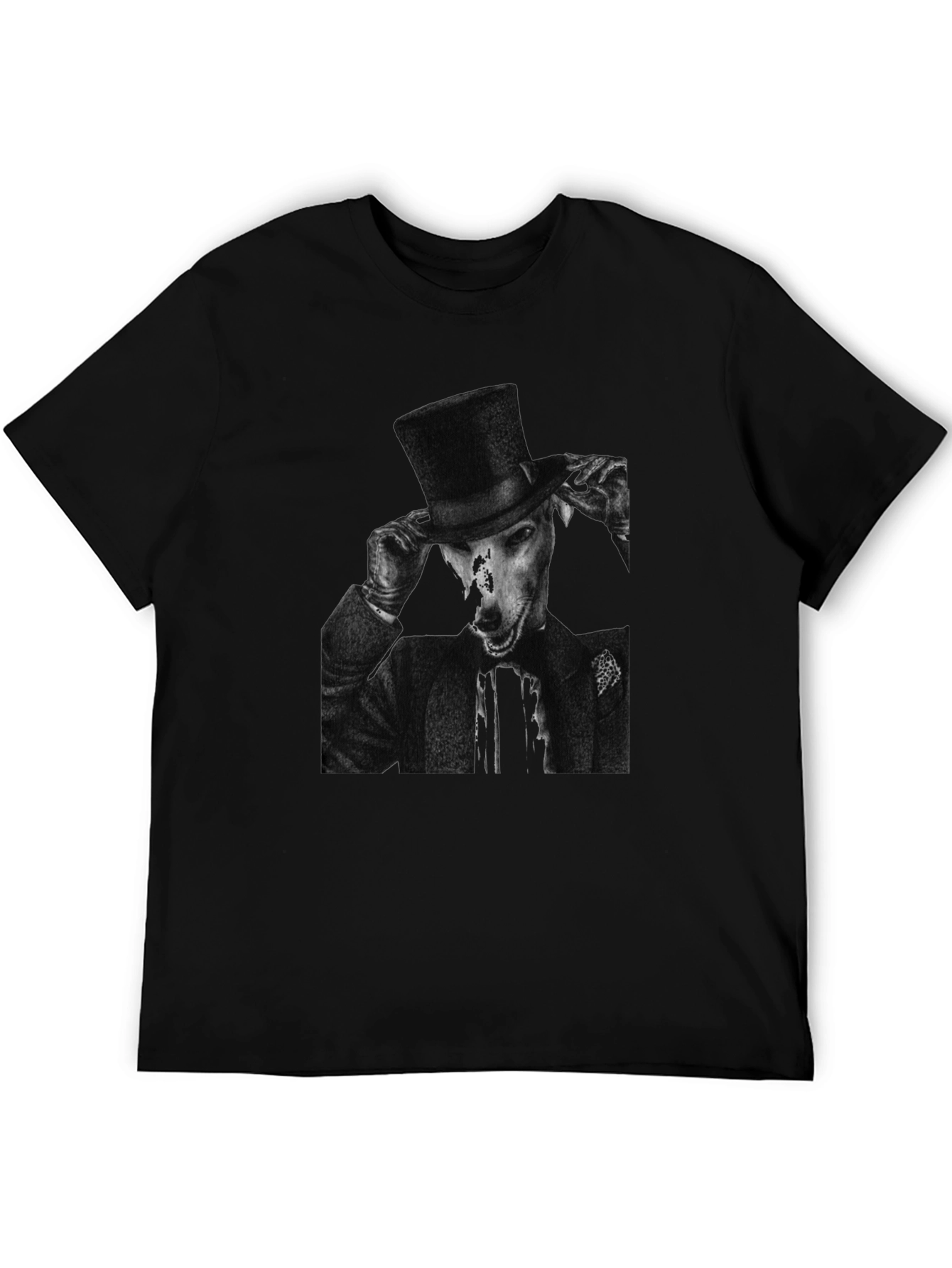Dog in Top Hat Graphic Tee - Black