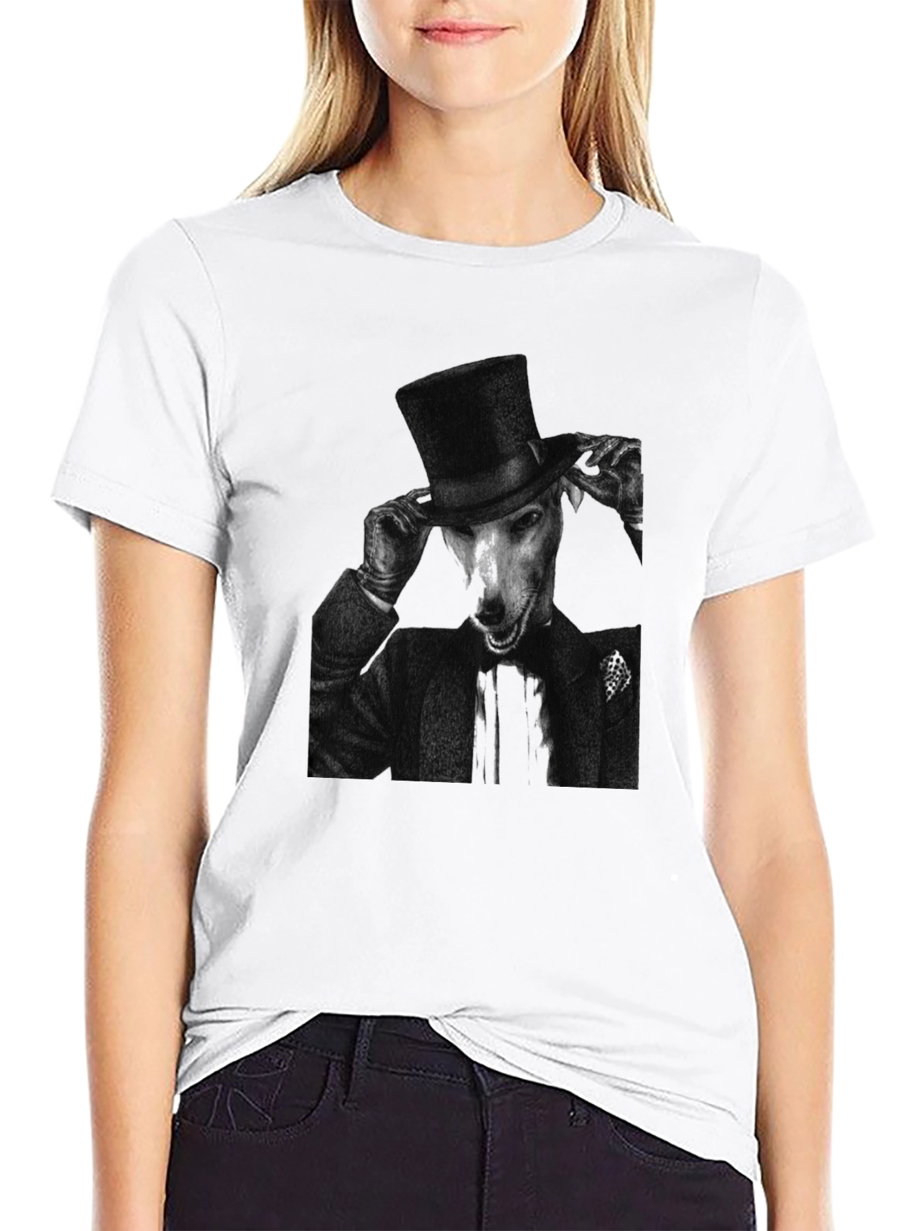 Dog in Top Hat Graphic Tee - Black
