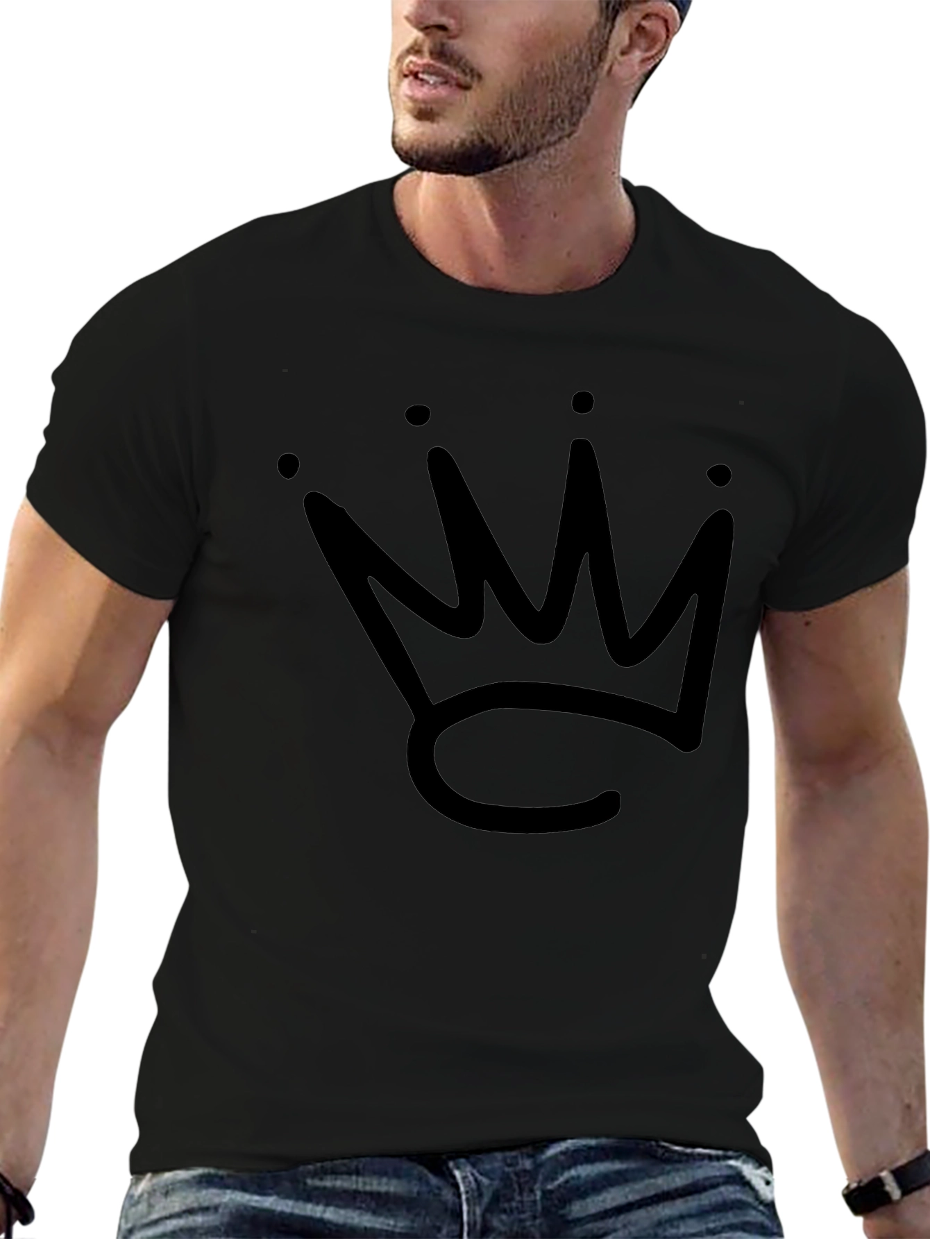 Crown Graphic Tee - Stylish Black Cotton T-Shirt