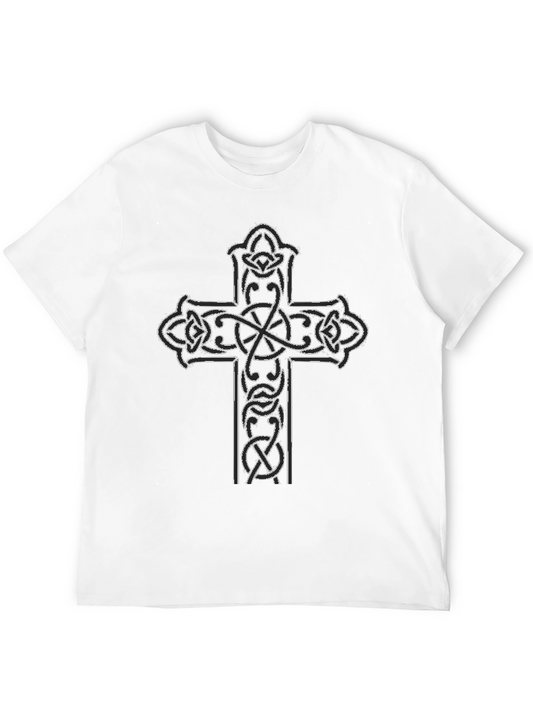 Celtic Cross Graphic Tee - Black Cotton Blend