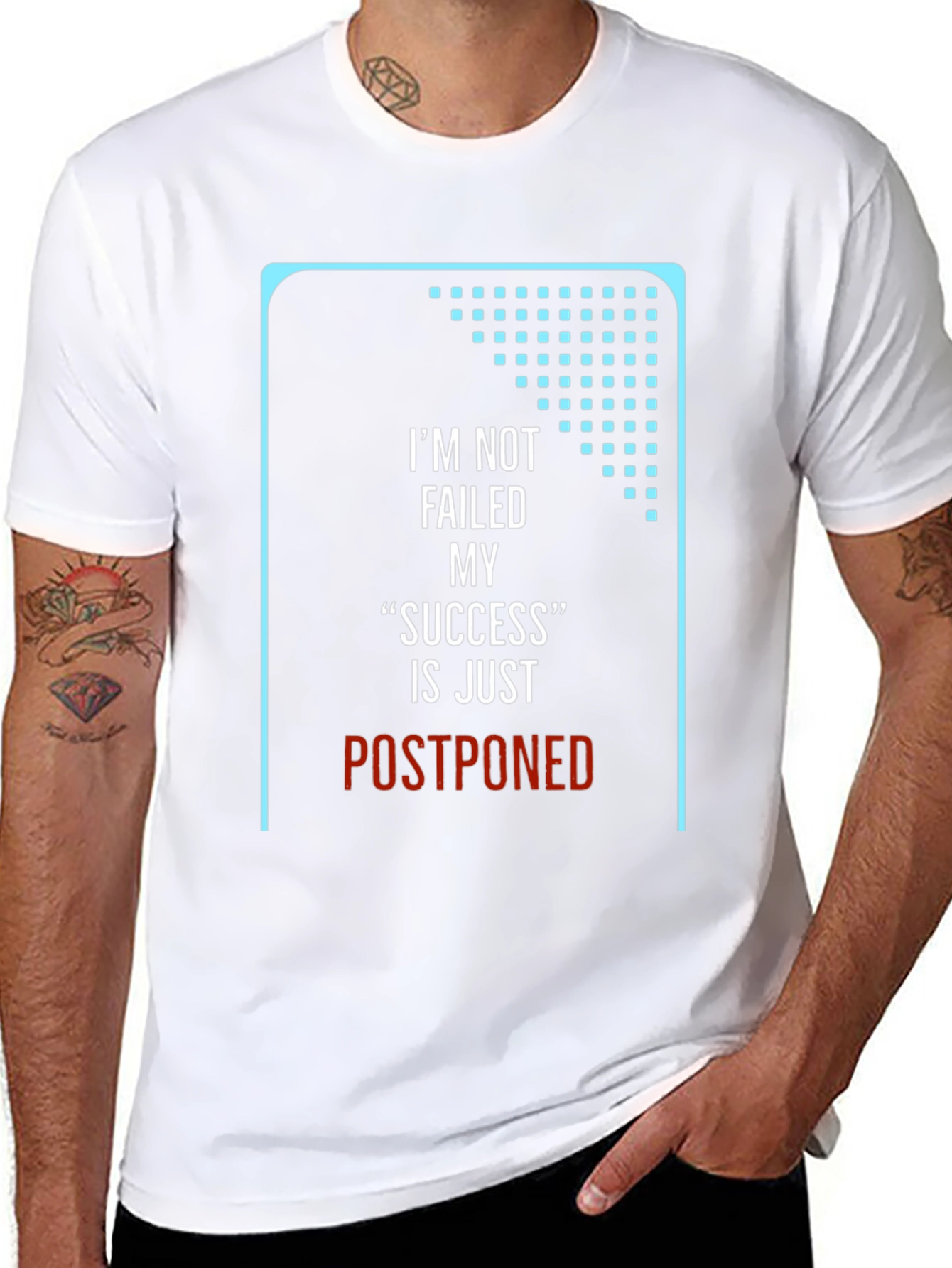 Motivational T-Shirt: Postponed Success Black Crew Neck