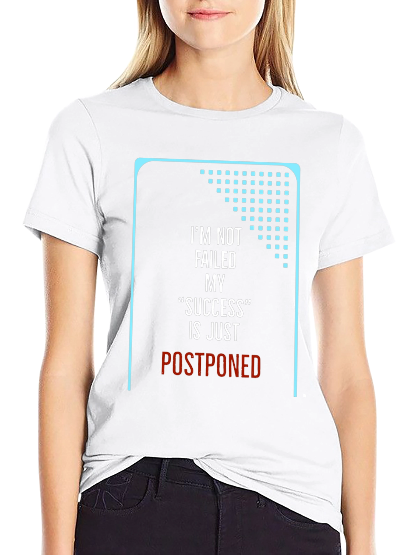 Motivational T-Shirt: Postponed Success Black Crew Neck