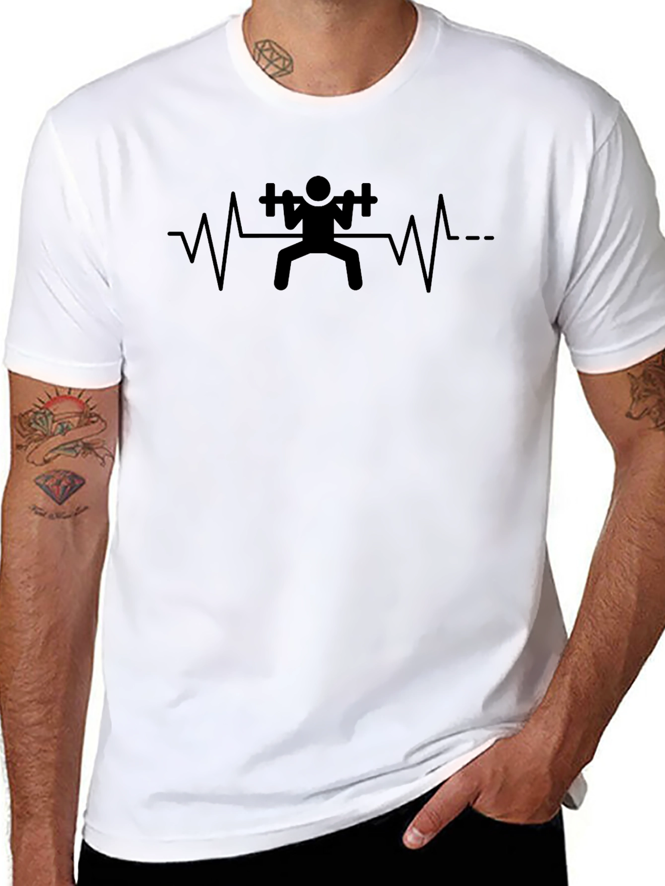Weightlifting Heartbeat Black T-Shirt