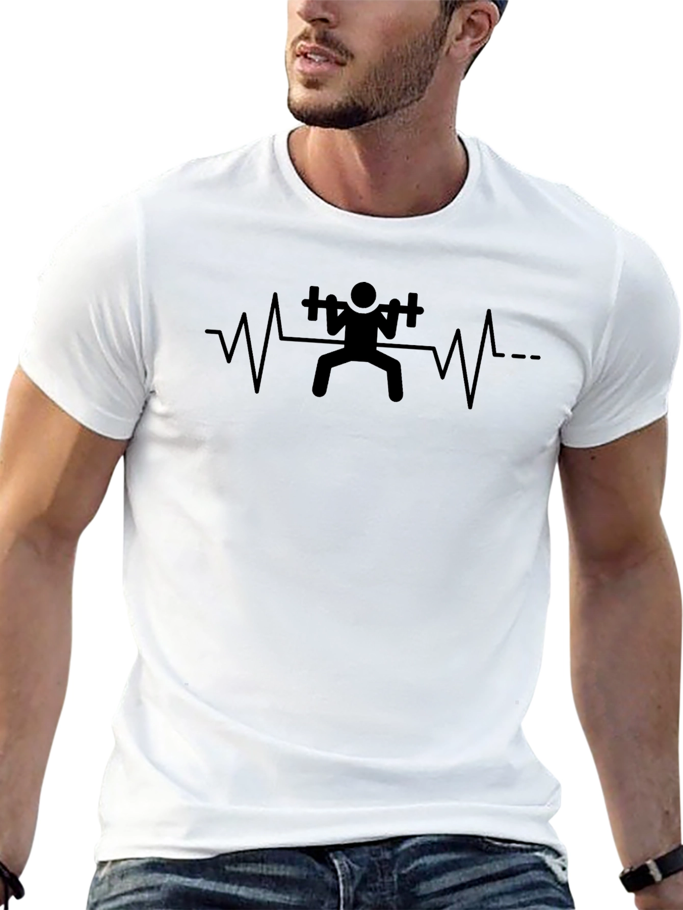 Weightlifting Heartbeat Black T-Shirt