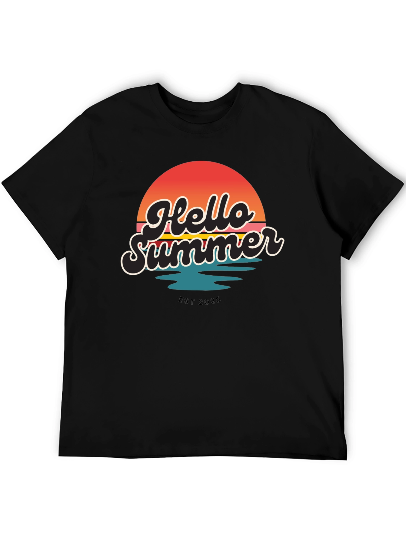 Hello Summer Graphic Tee - Retro Sunset Design