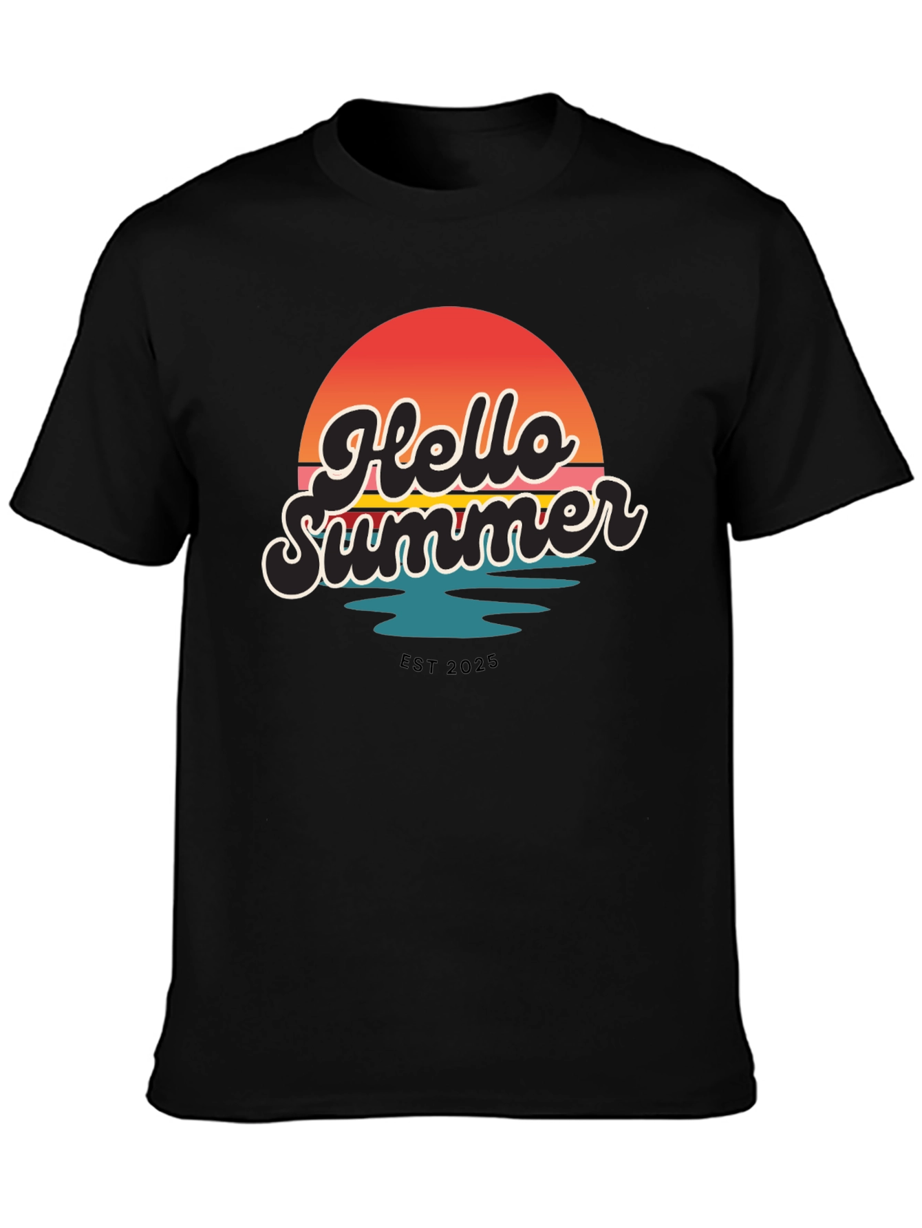 Hello Summer Graphic Tee - Retro Sunset Design