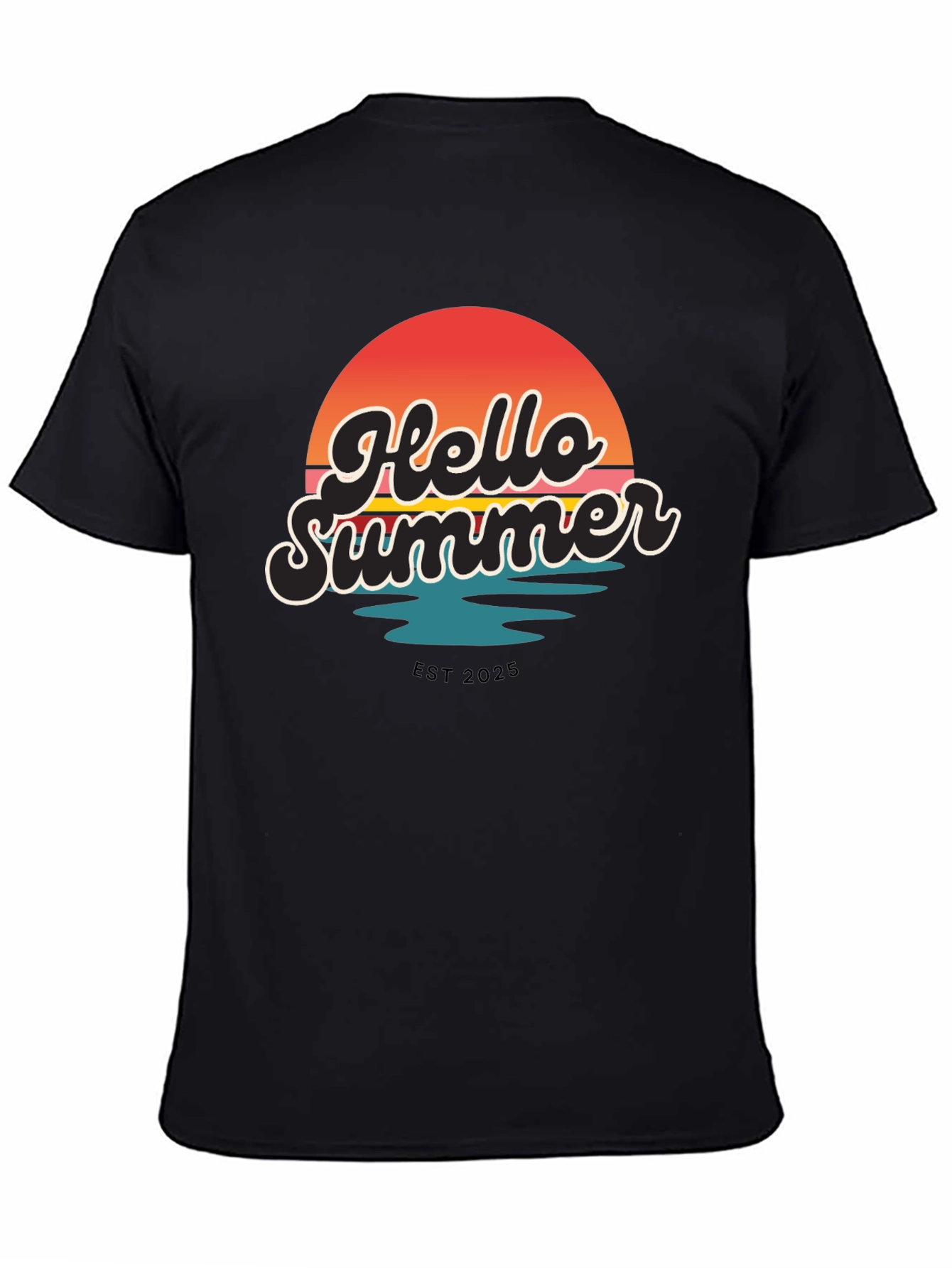 Hello Summer Graphic Tee - Retro Sunset Design