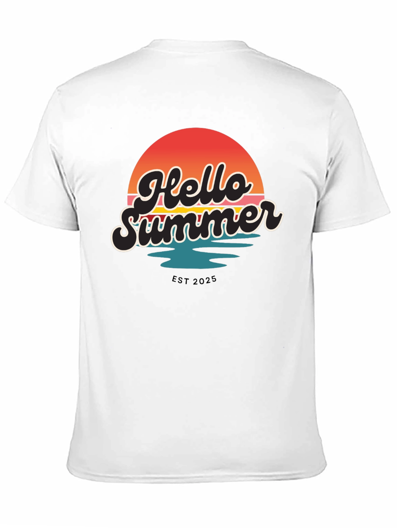Hello Summer Graphic Tee - Retro Sunset Design