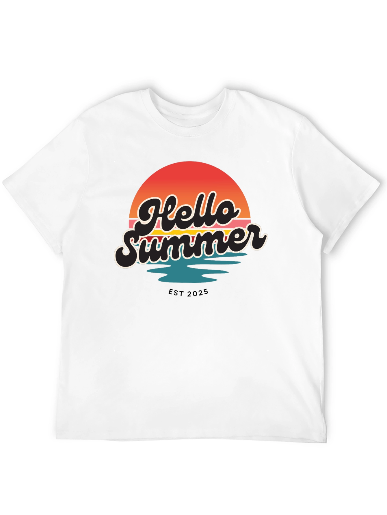 Hello Summer Graphic Tee - Retro Sunset Design