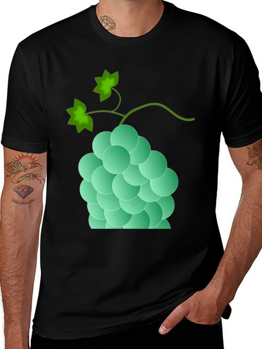 Grapes Graphic Print Tee - Casual Black T-Shirt