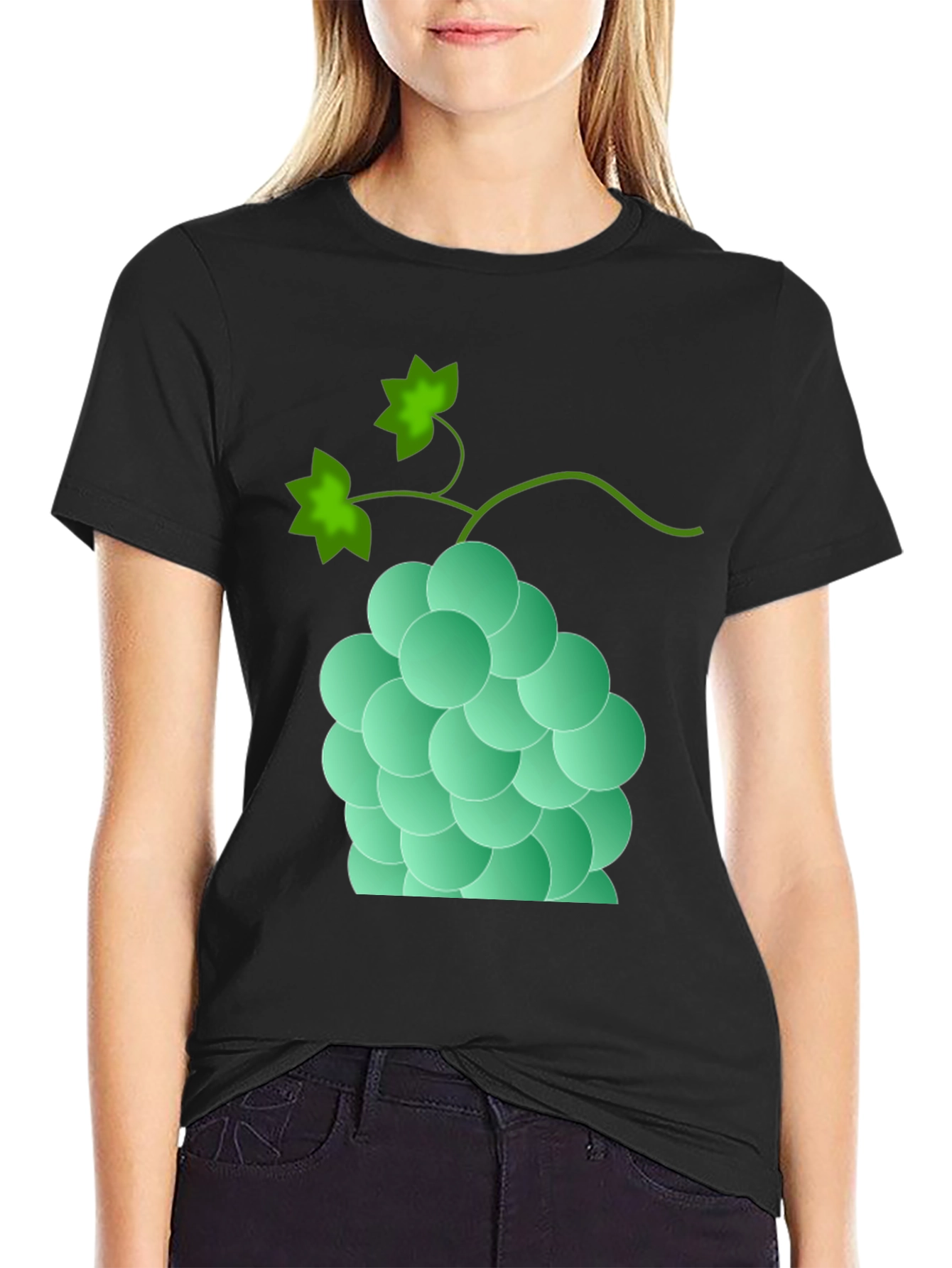 Grapes Graphic Print Tee - Casual Black T-Shirt