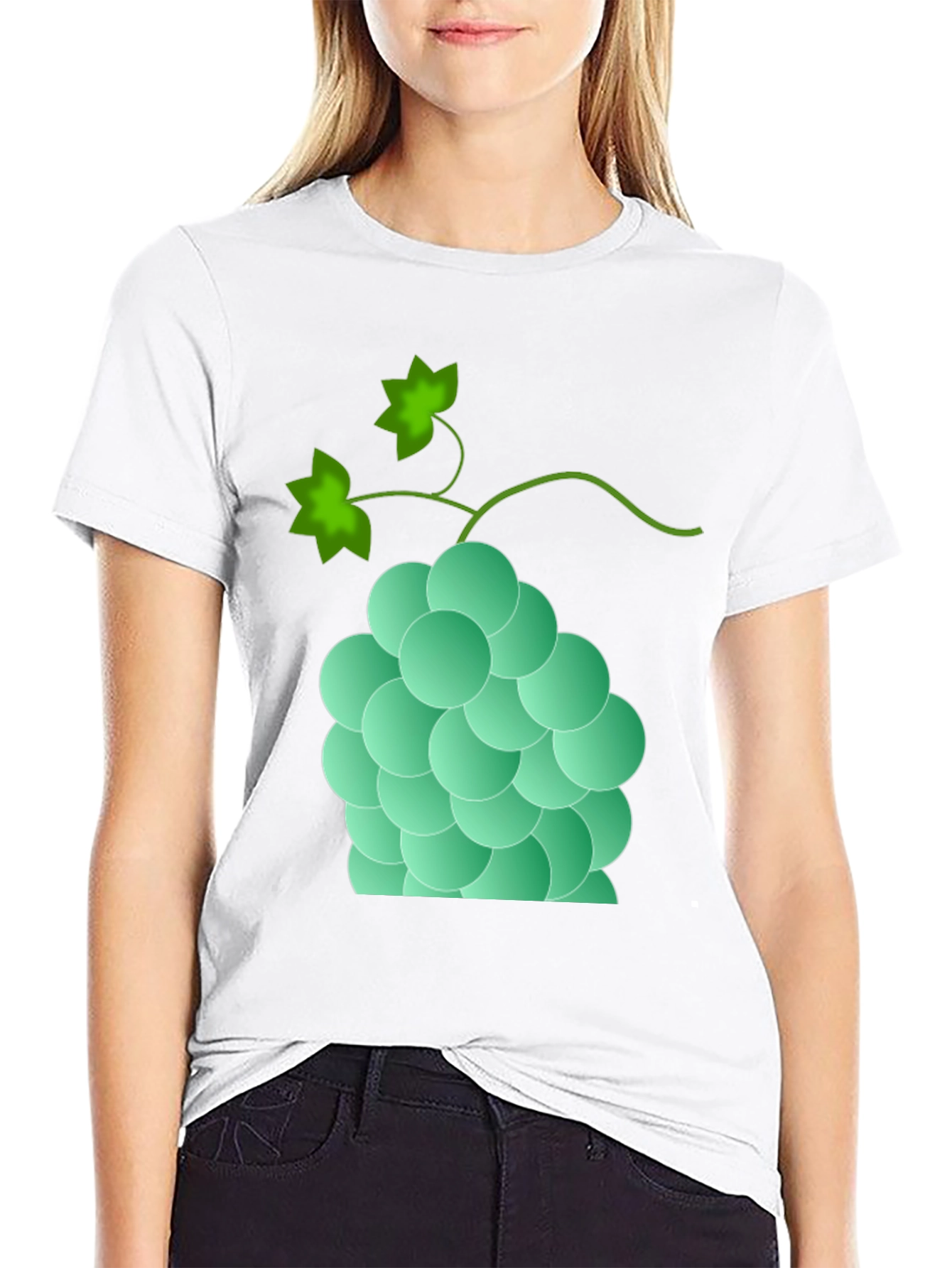 Grapes Graphic Print Tee - Casual Black T-Shirt