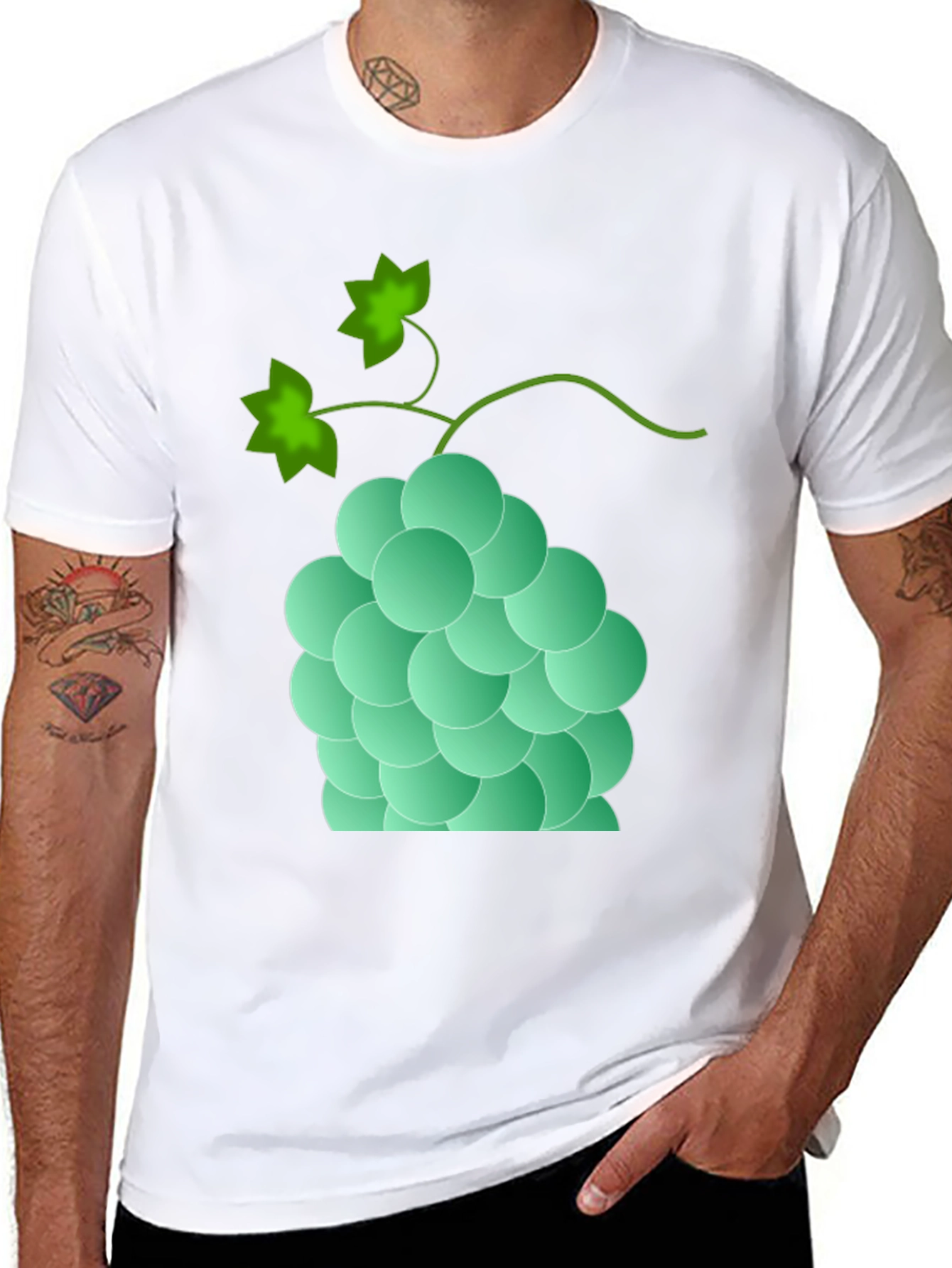 Grapes Graphic Print Tee - Casual Black T-Shirt