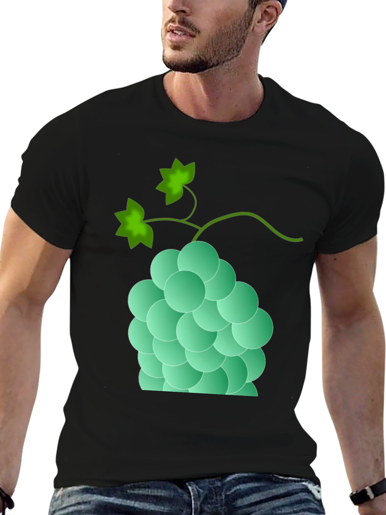 Grapes Graphic Print Tee - Casual Black T-Shirt