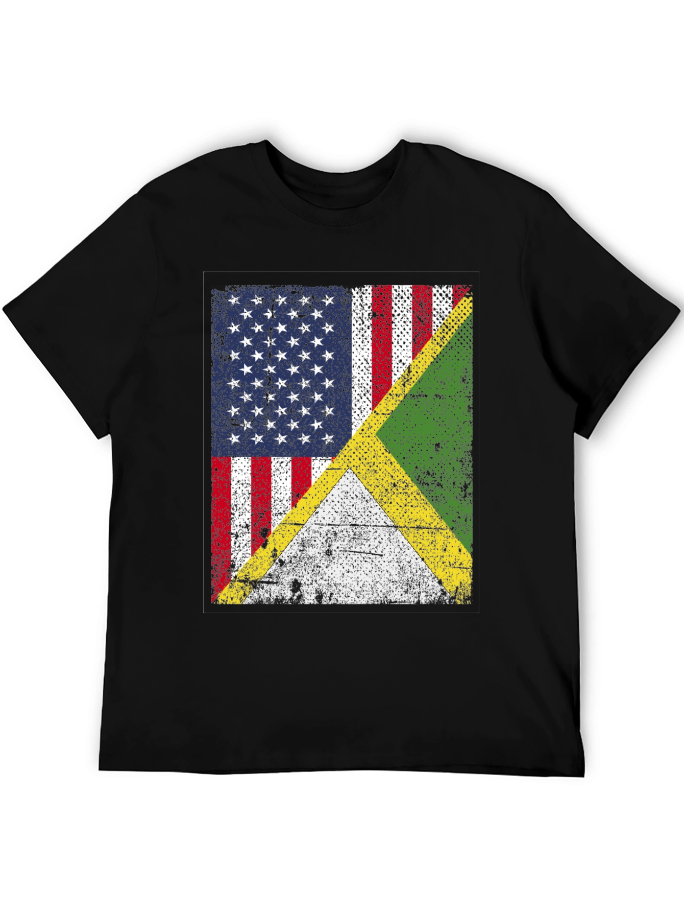 US & Jamaican Flag T-Shirt - Distressed