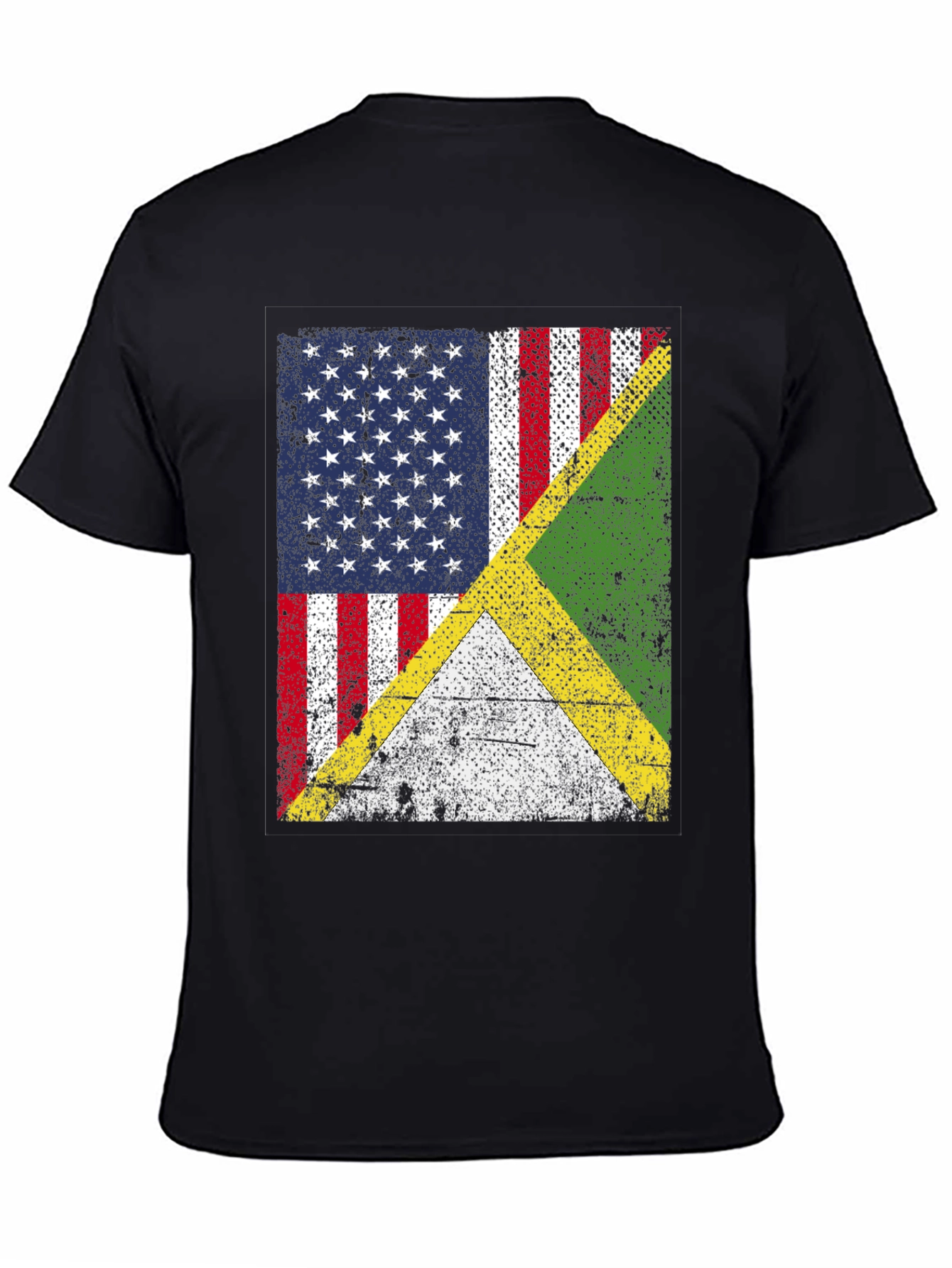US & Jamaican Flag T-Shirt - Distressed