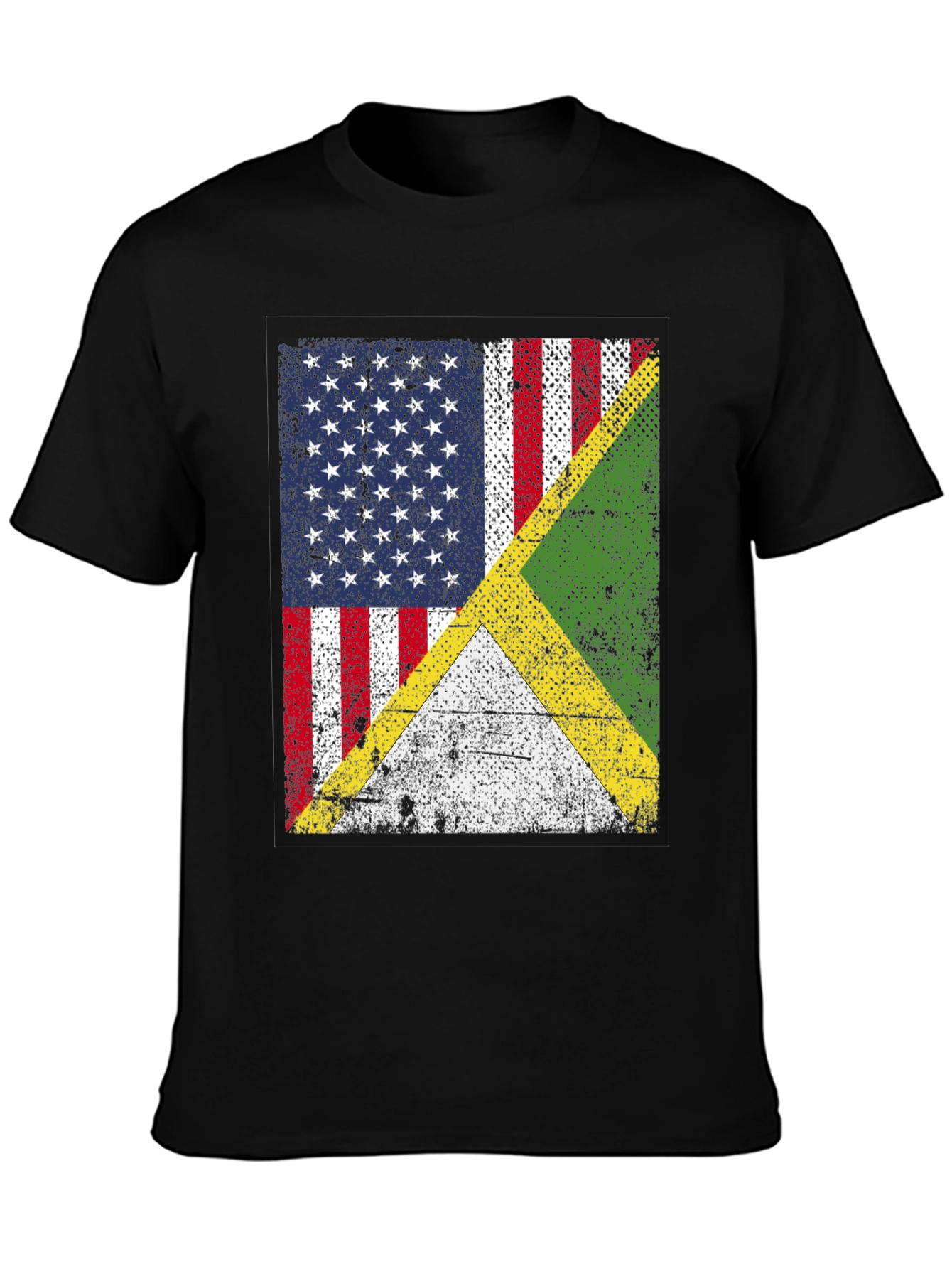 US & Jamaican Flag T-Shirt - Distressed