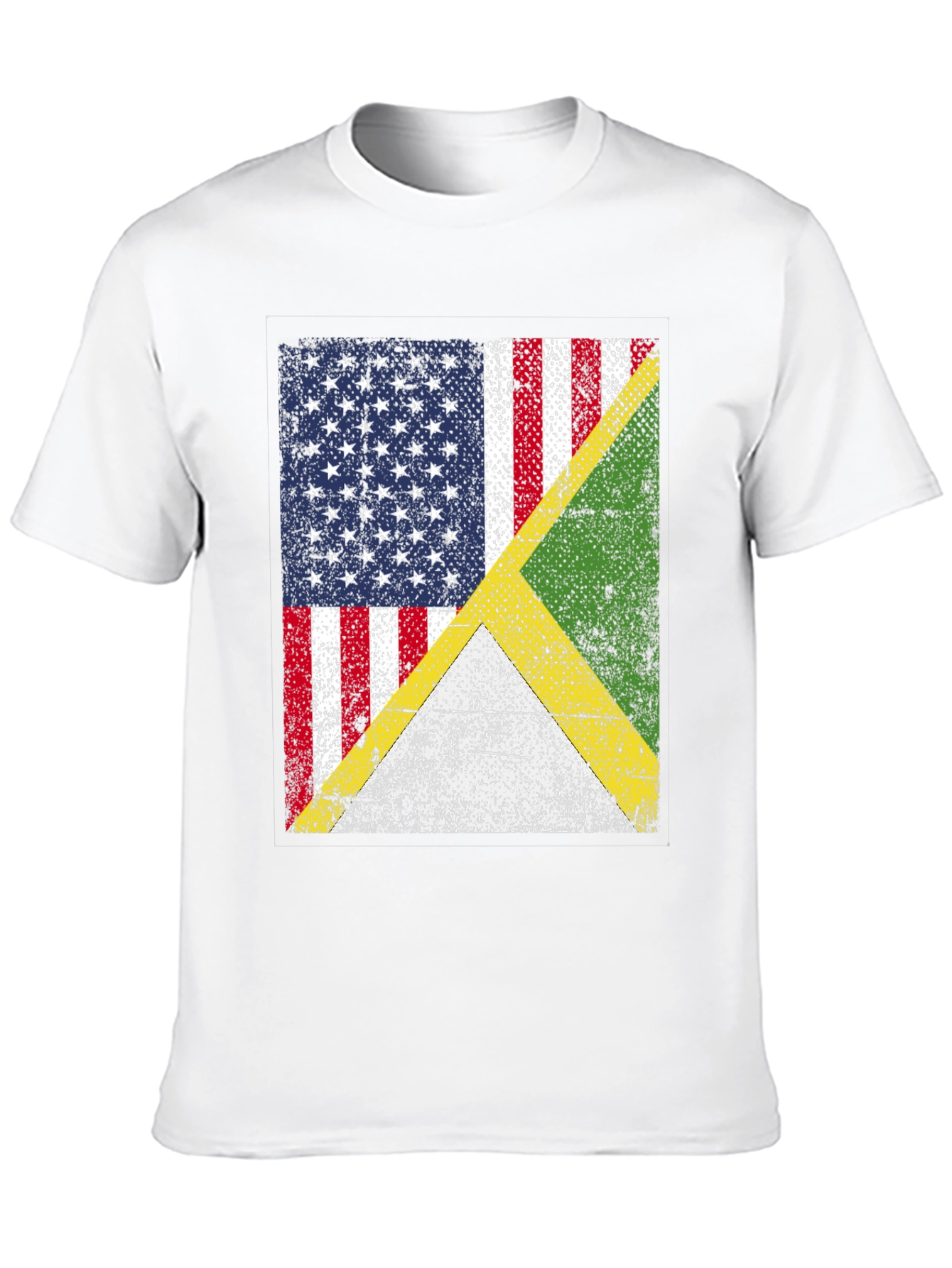 US & Jamaican Flag T-Shirt - Distressed