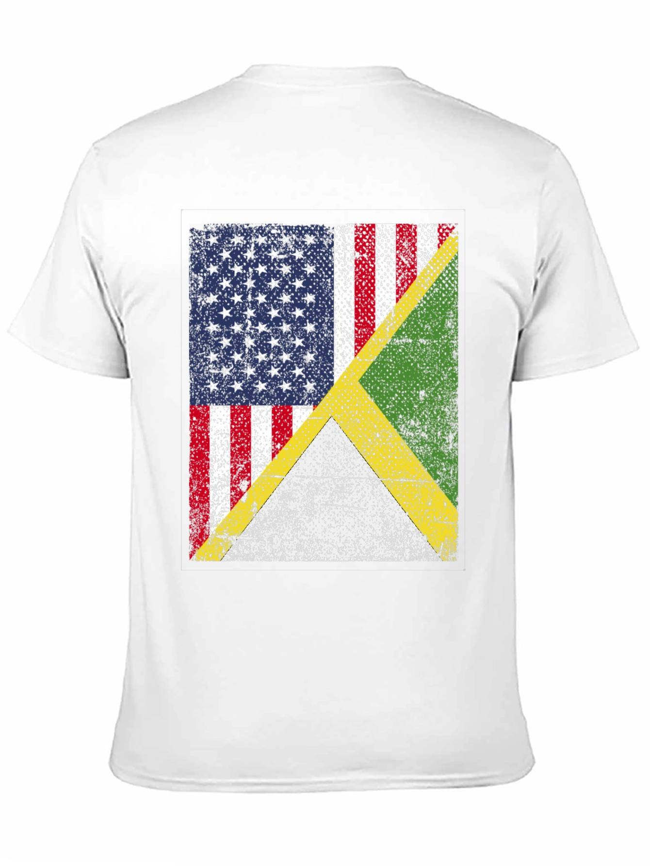 US & Jamaican Flag T-Shirt - Distressed