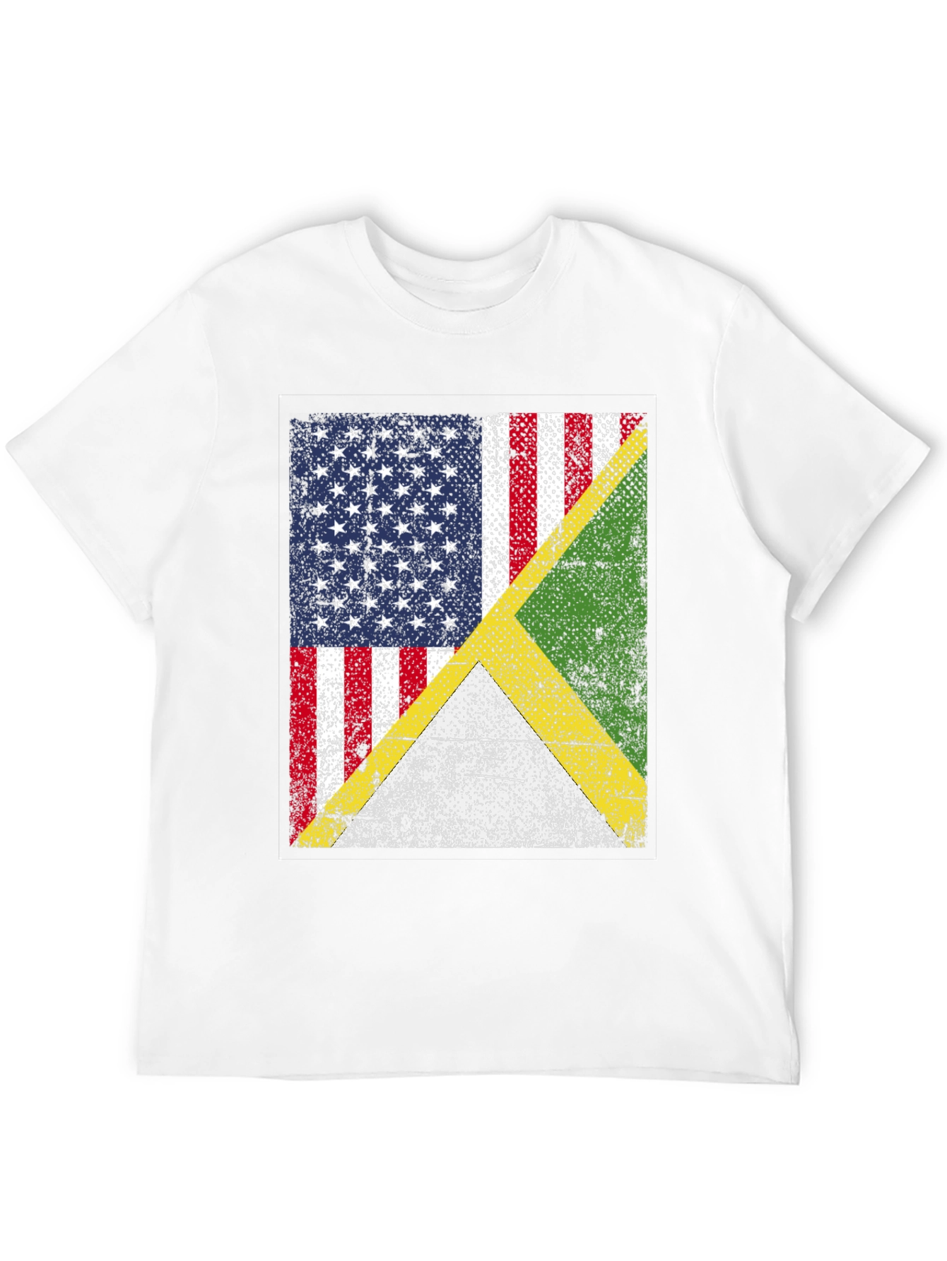 US & Jamaican Flag T-Shirt - Distressed