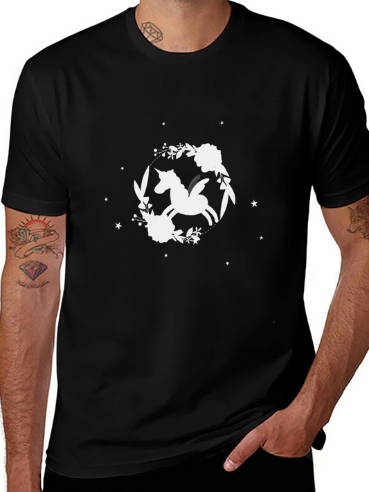 Unicorn Floral T-Shirt - Black Cotton Tee