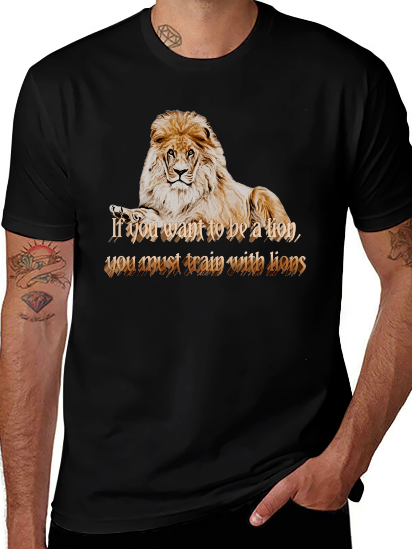 Lion Motivation Graphic Tee - Train With Lions T-Shirt