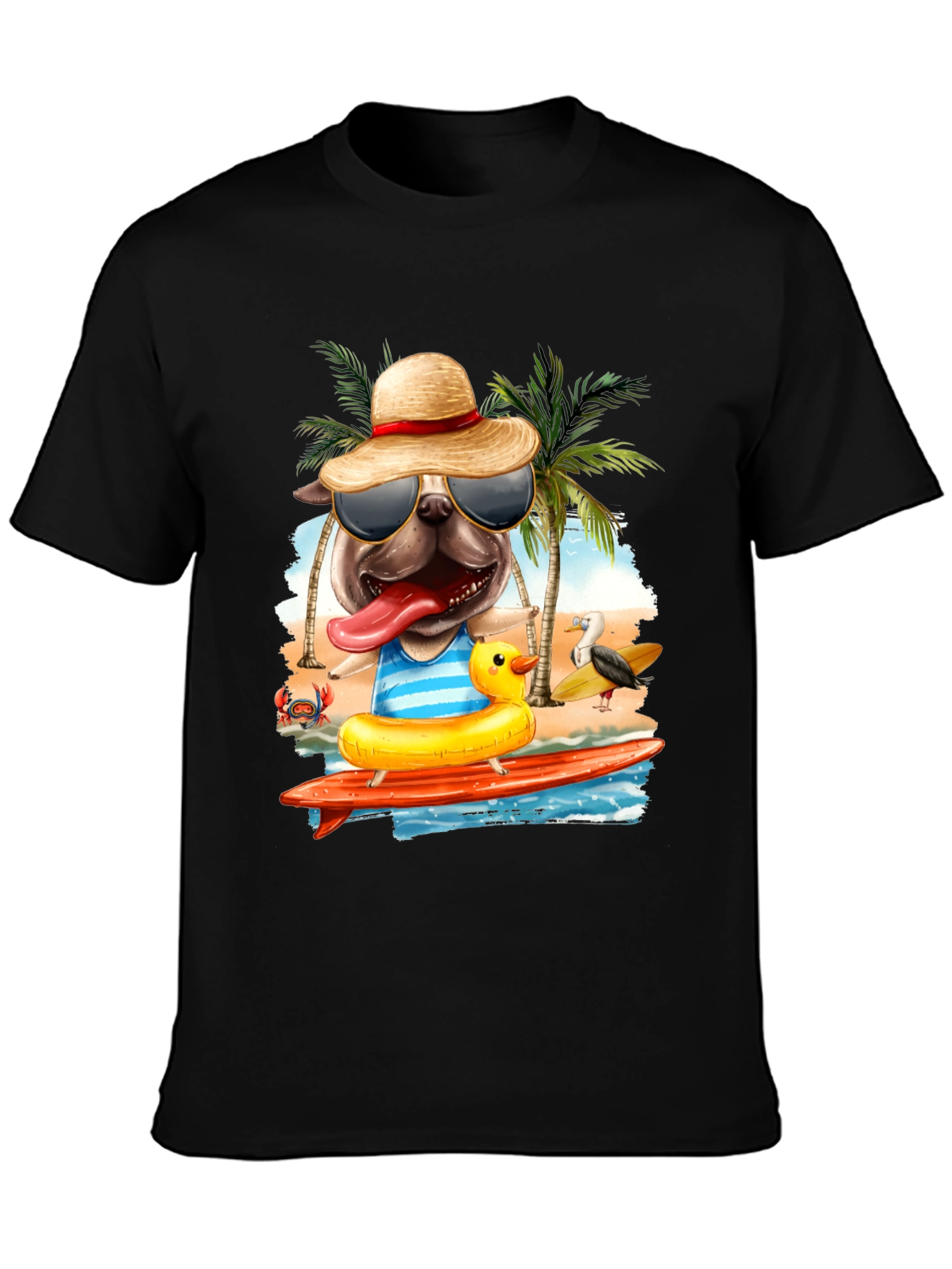 Pug Surfer T-Shirt: Beach Vibes