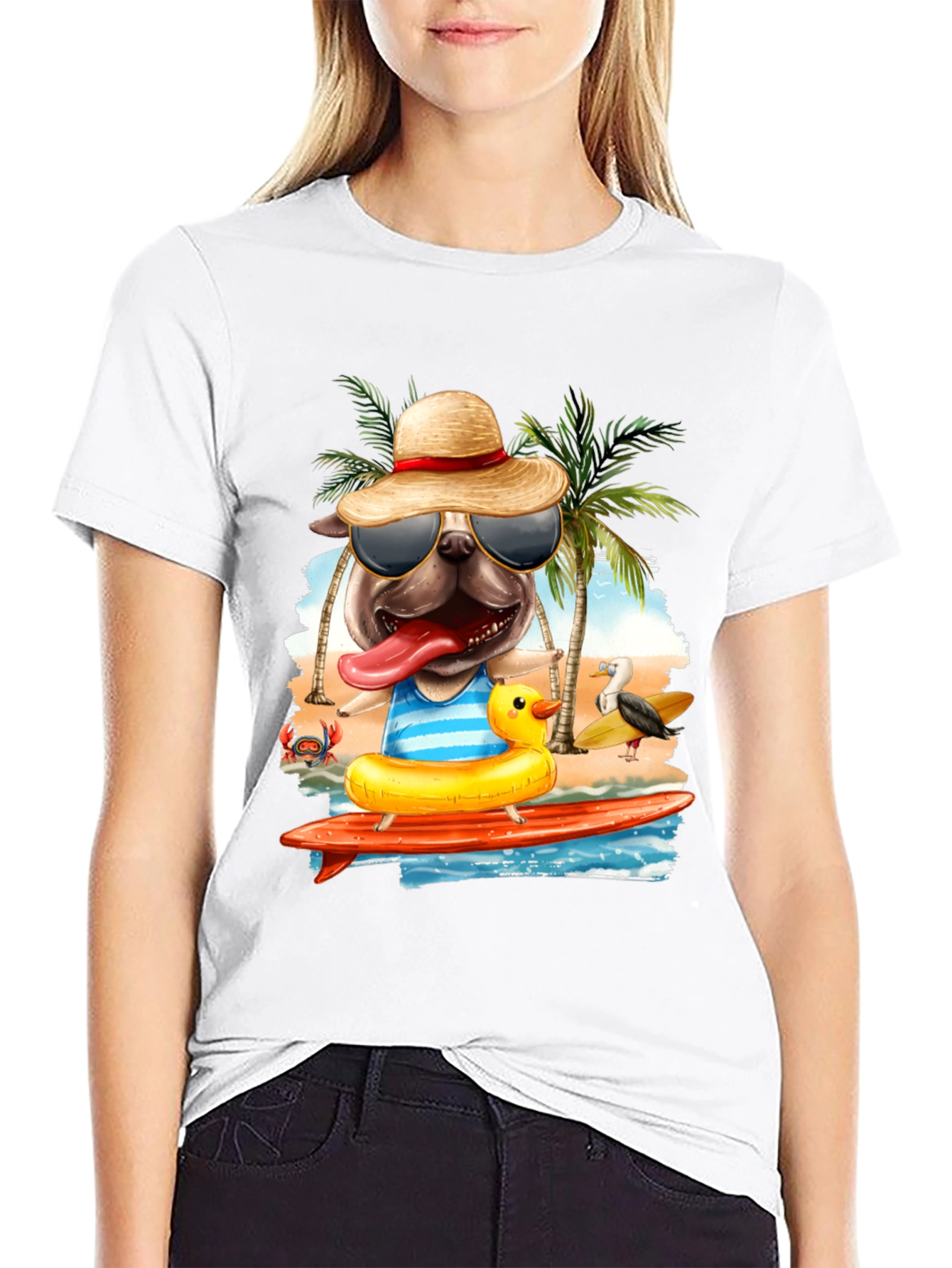 Pug Surfer T-Shirt: Beach Vibes