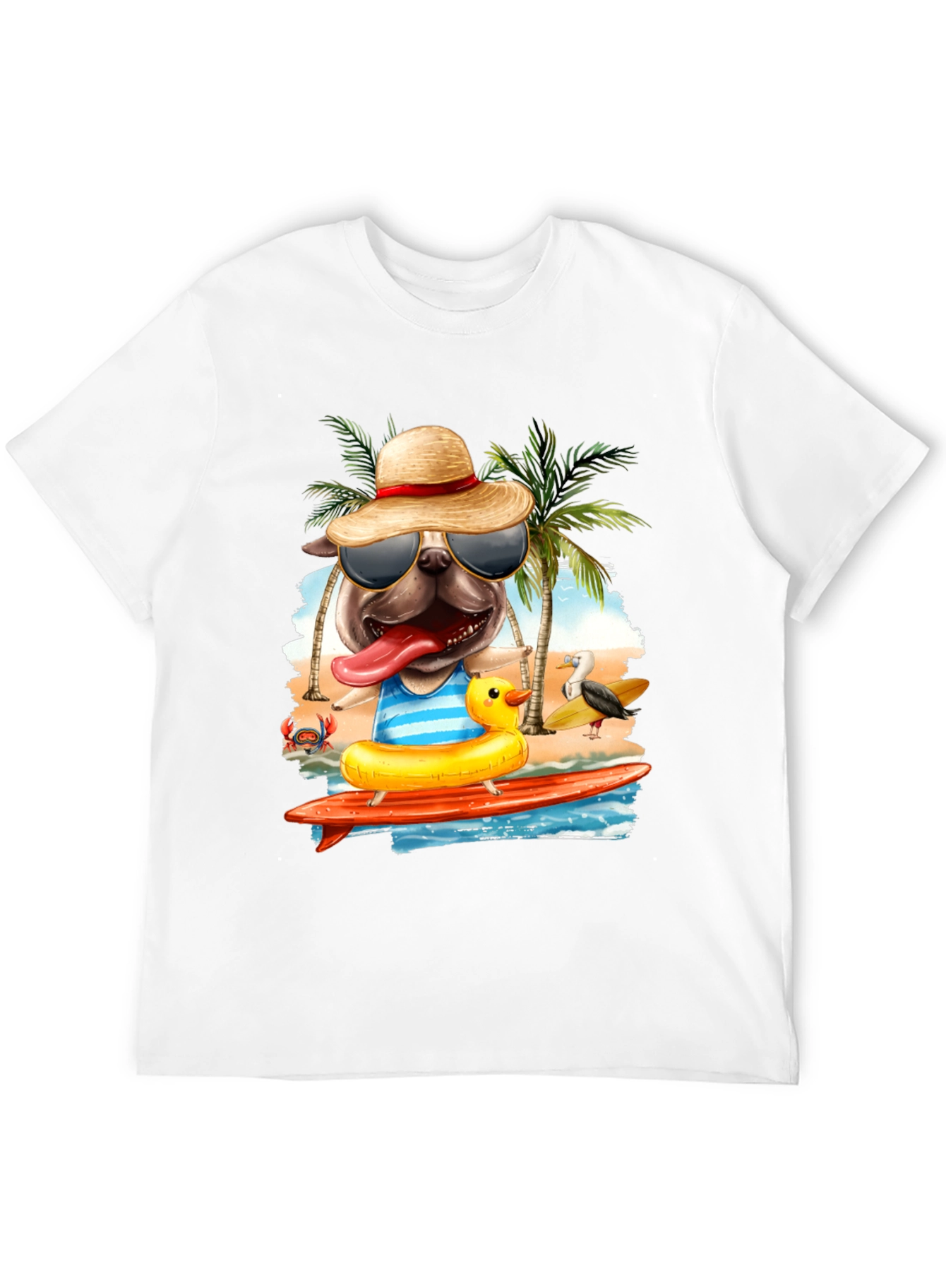 Pug Surfer T-Shirt: Beach Vibes