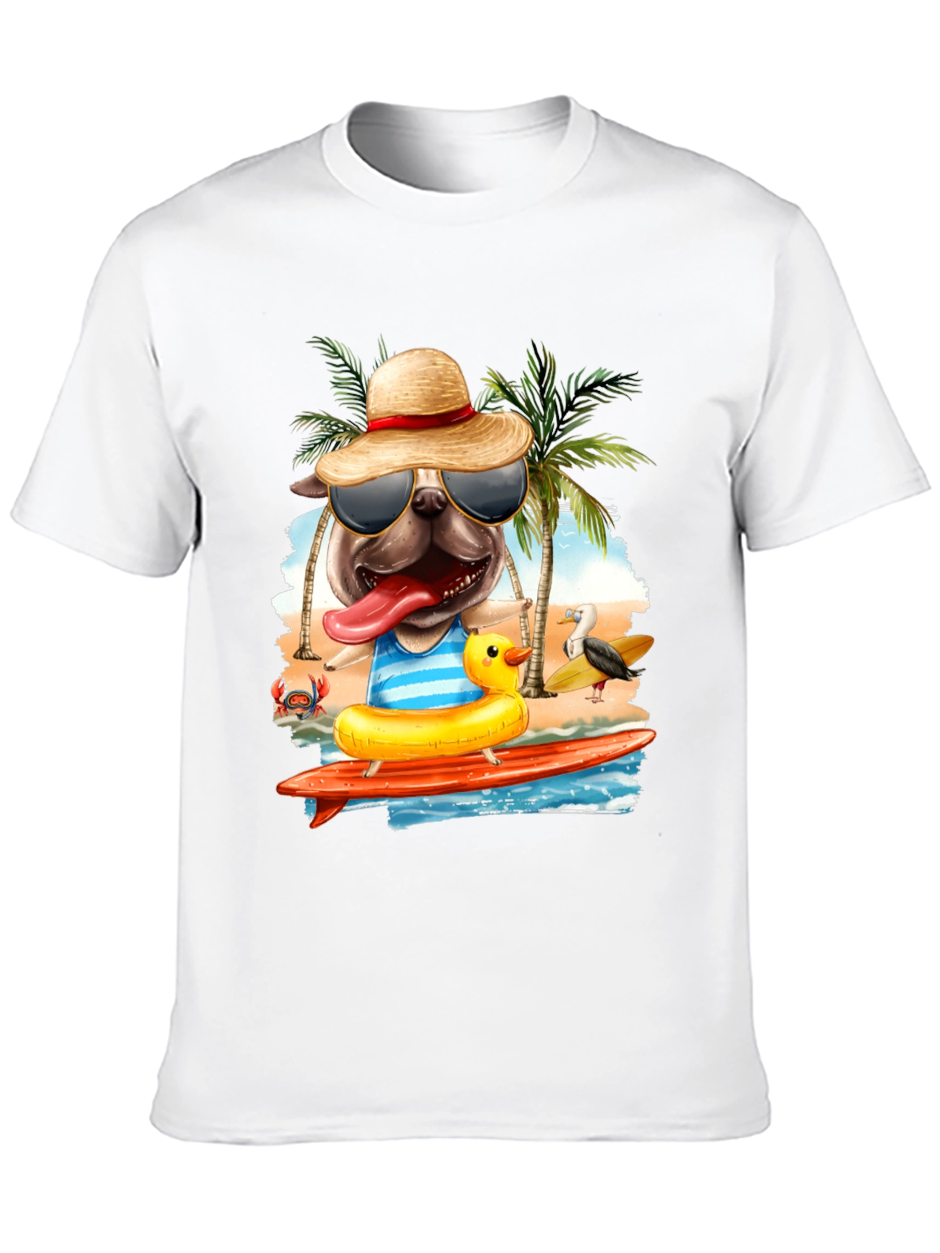 Pug Surfer T-Shirt: Beach Vibes