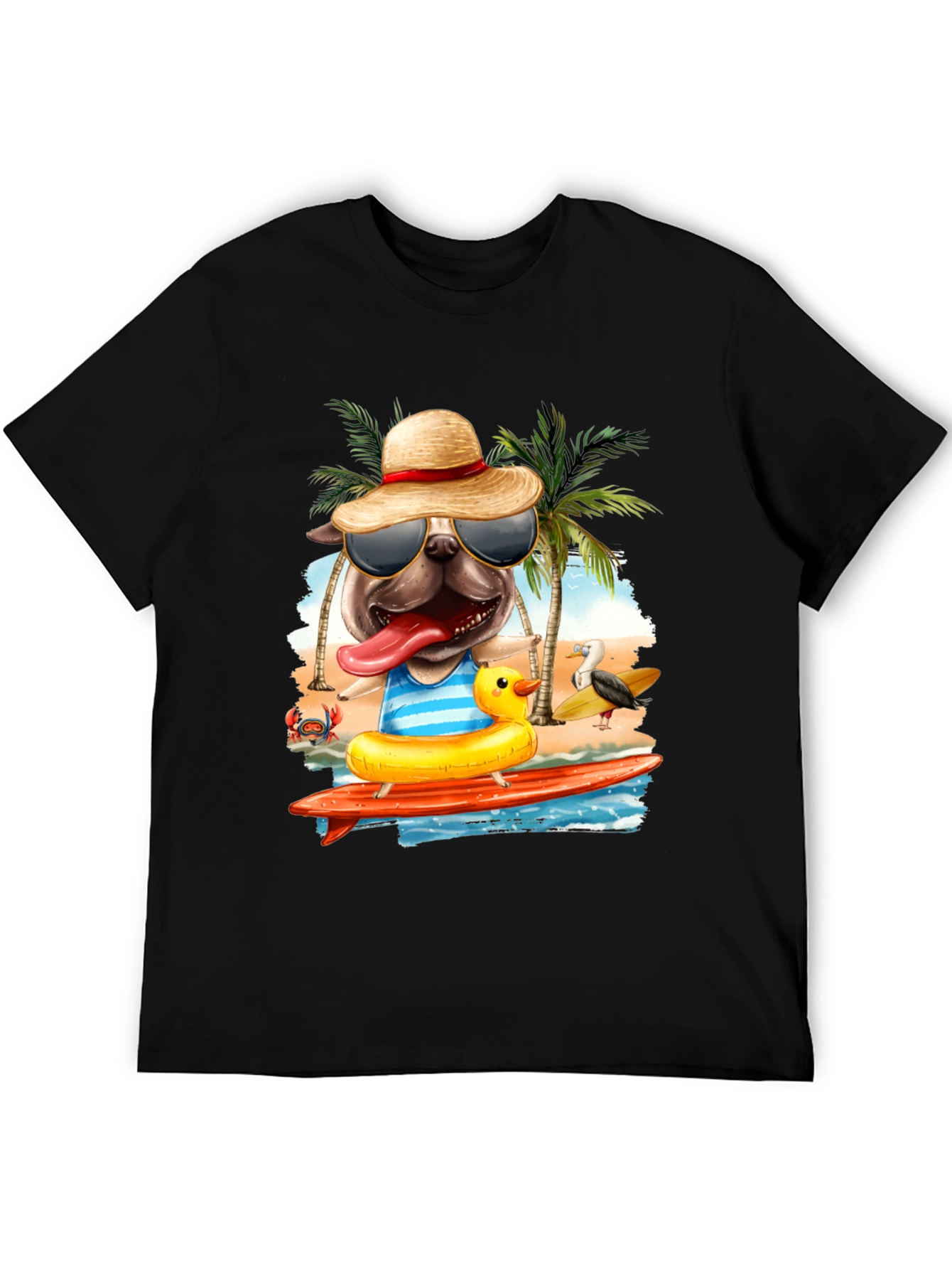 Pug Surfer T-Shirt: Beach Vibes