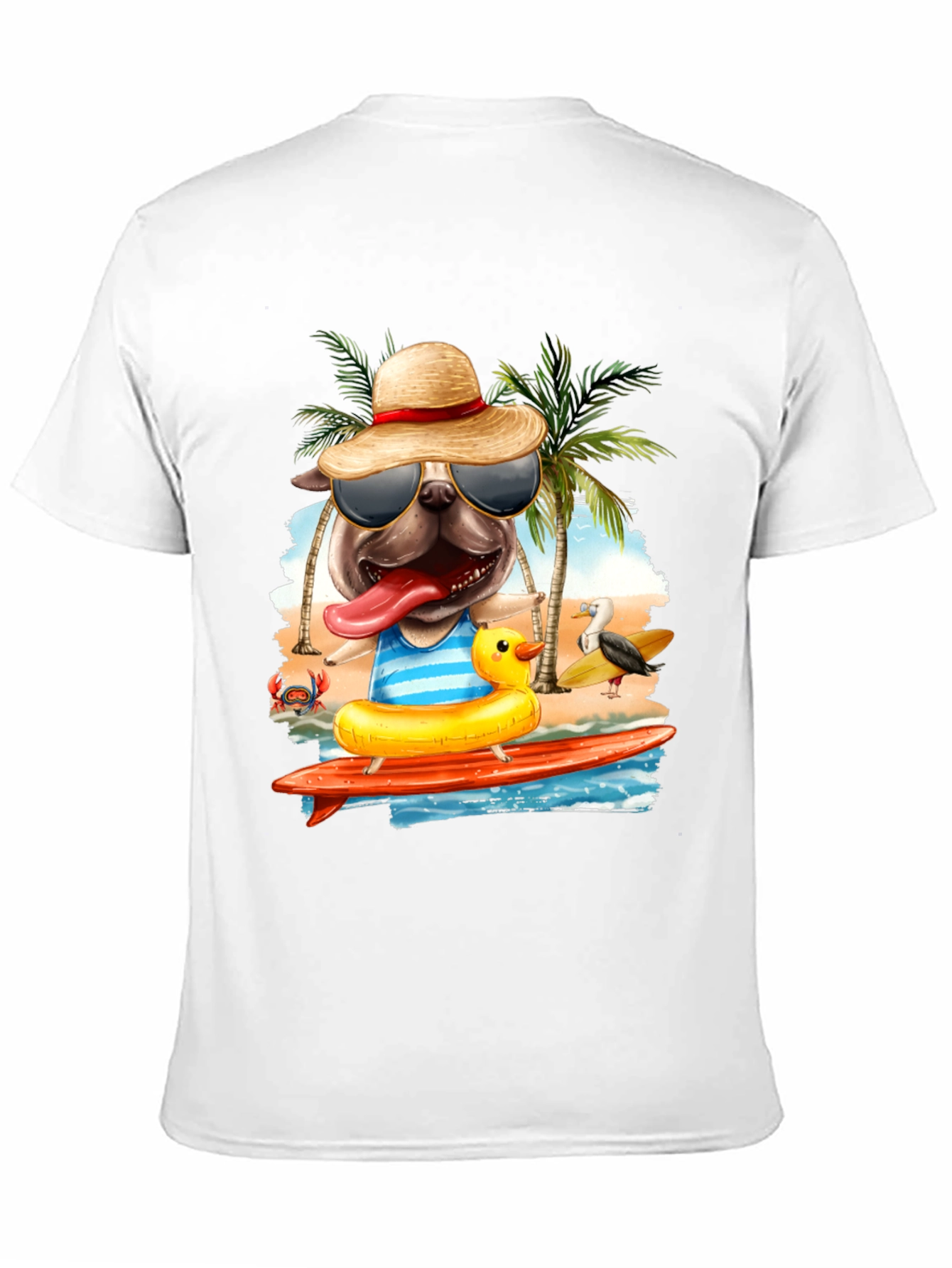 Pug Surfer T-Shirt: Beach Vibes