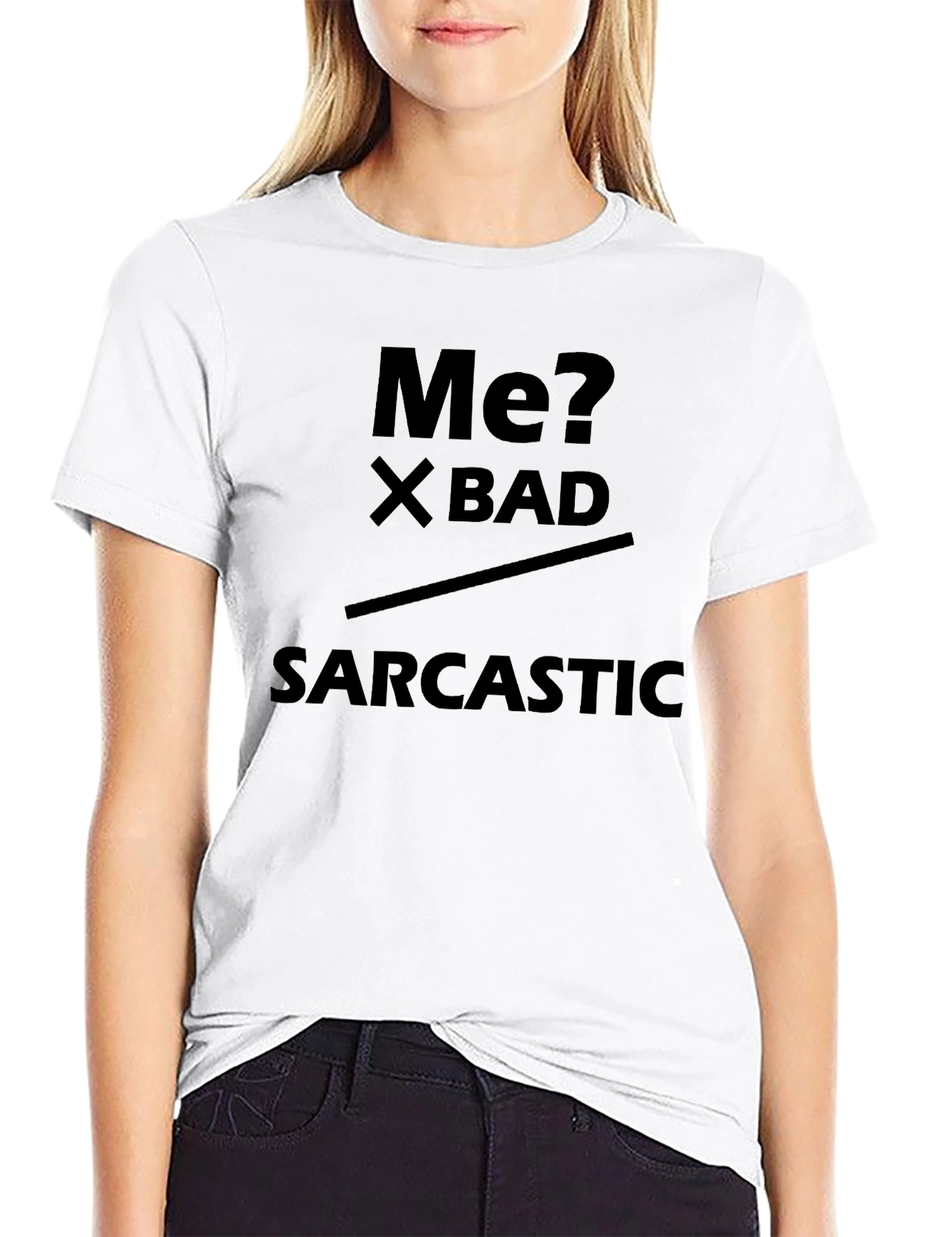 Sarcastic Statement Graphic Tee - Black Cotton Blend