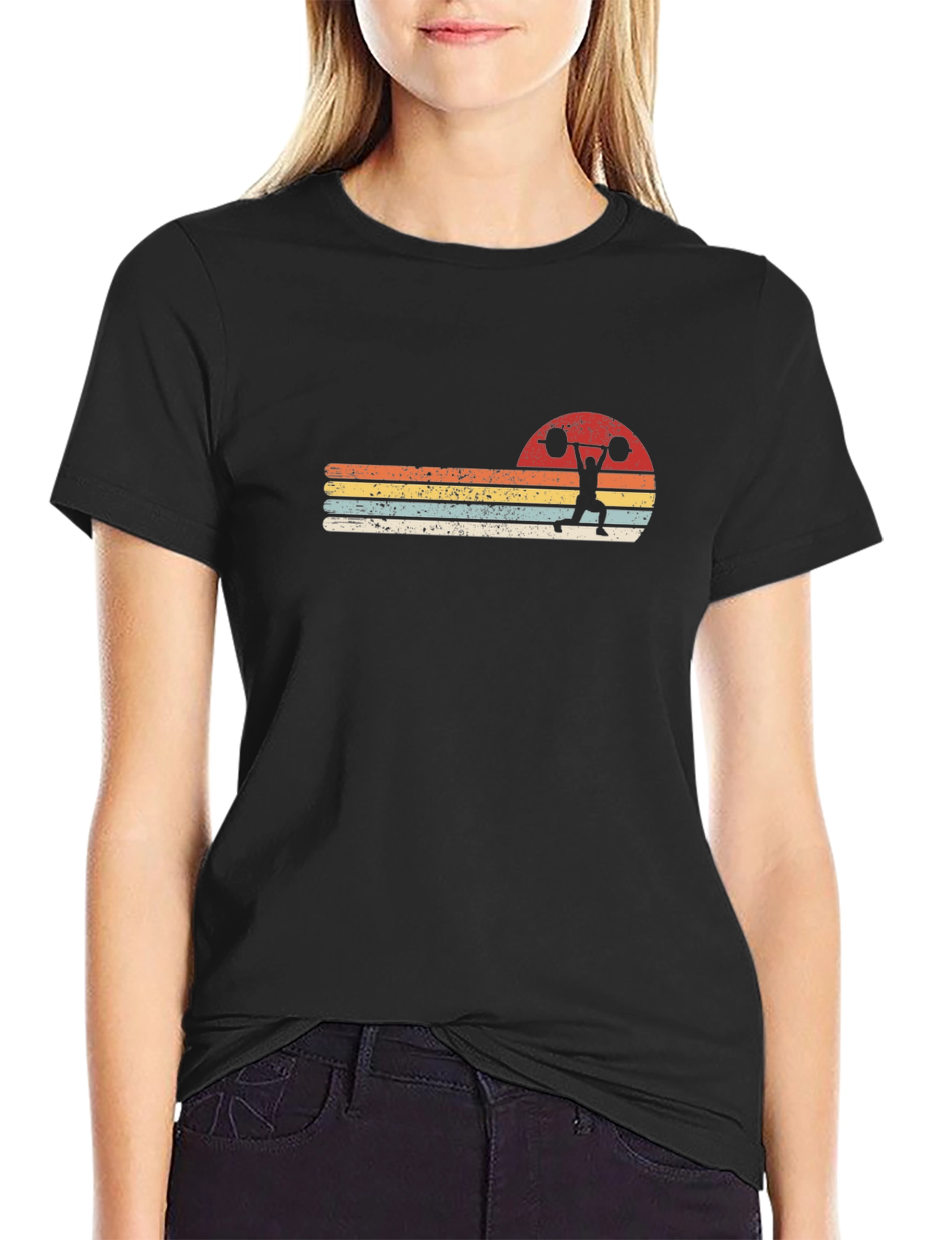Retro Weightlifting Sunset T-Shirt