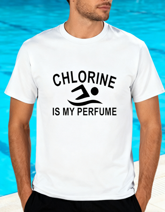 Chlorine Is My Perfume Swimming T-Shirt - Black Swimmer Gift Tee