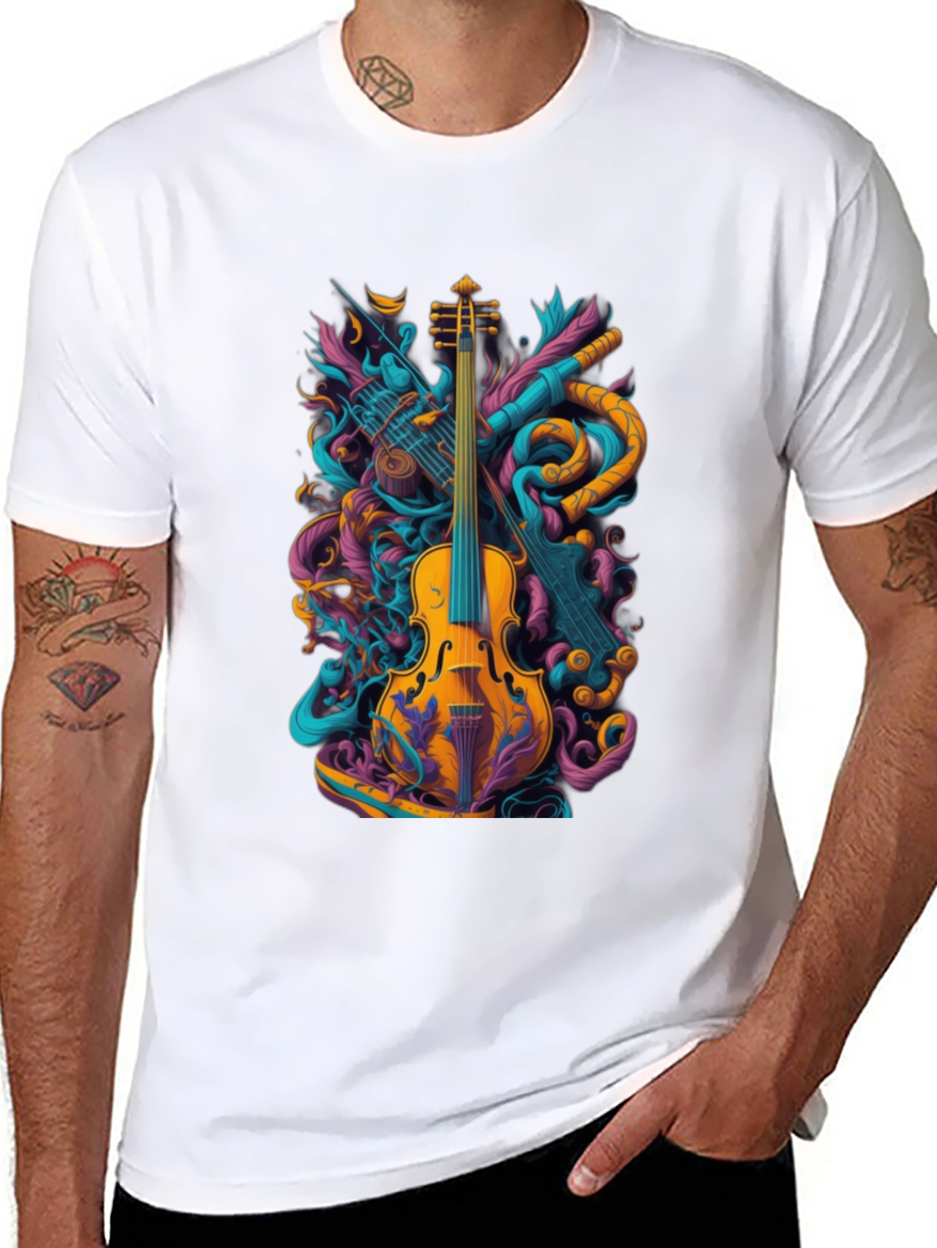 Music Lovers Tee - Violin Graphic T-Shirt